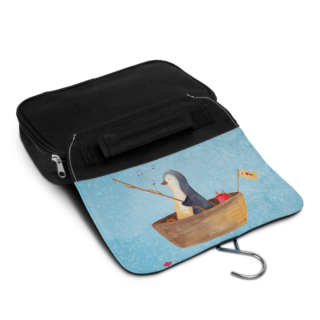 Kulturbeutel Pinguin Angelboot Kulturbeutel, Zum Aufhängen, Waschtasche, Kosmetiktasche, Damen, Herren, Aufbewahrungstasche, Schminktasche, Kosmetikbeutel, Organizer, Kulturtasche, Schminkutensil, Pinguin, Pinguine, Angeln, Boot, Angelboot, Lebenslust, Leben, genießen, Motivation, Neustart, Neuanfang, Trennung, Scheidung, Geschenkidee Liebeskummer