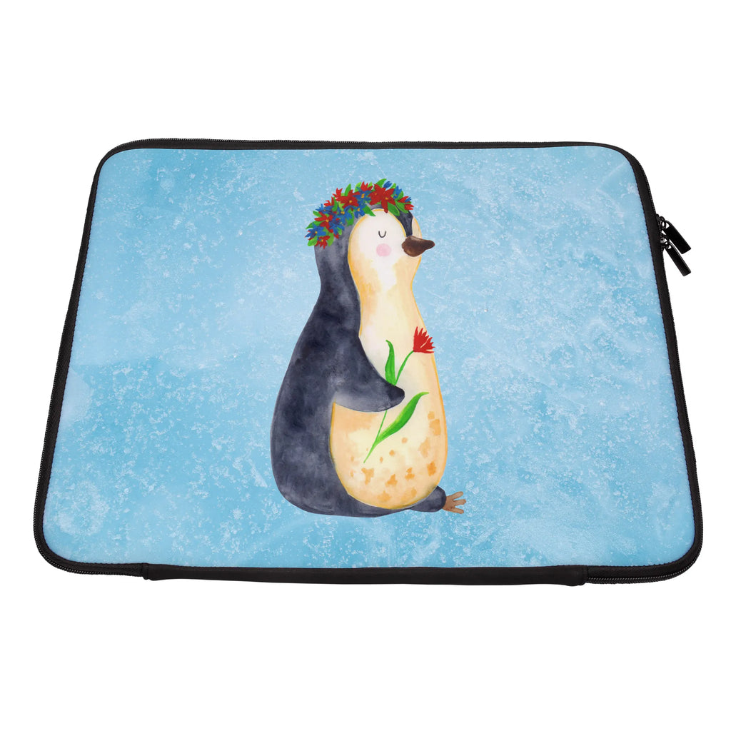 Notebook Tasche Pinguin Blumen Notebook Tasche, Laptop, Computertasche, Tasche, Notebook-Tasche, Notebook-Reisehülle, Notebook Schutz, Pinguin, Pinguine, Blumenkranz, Universum, Leben, Wünsche, Ziele, Lebensziele, Motivation, Lebenslust, Liebeskummer, Geschenkidee