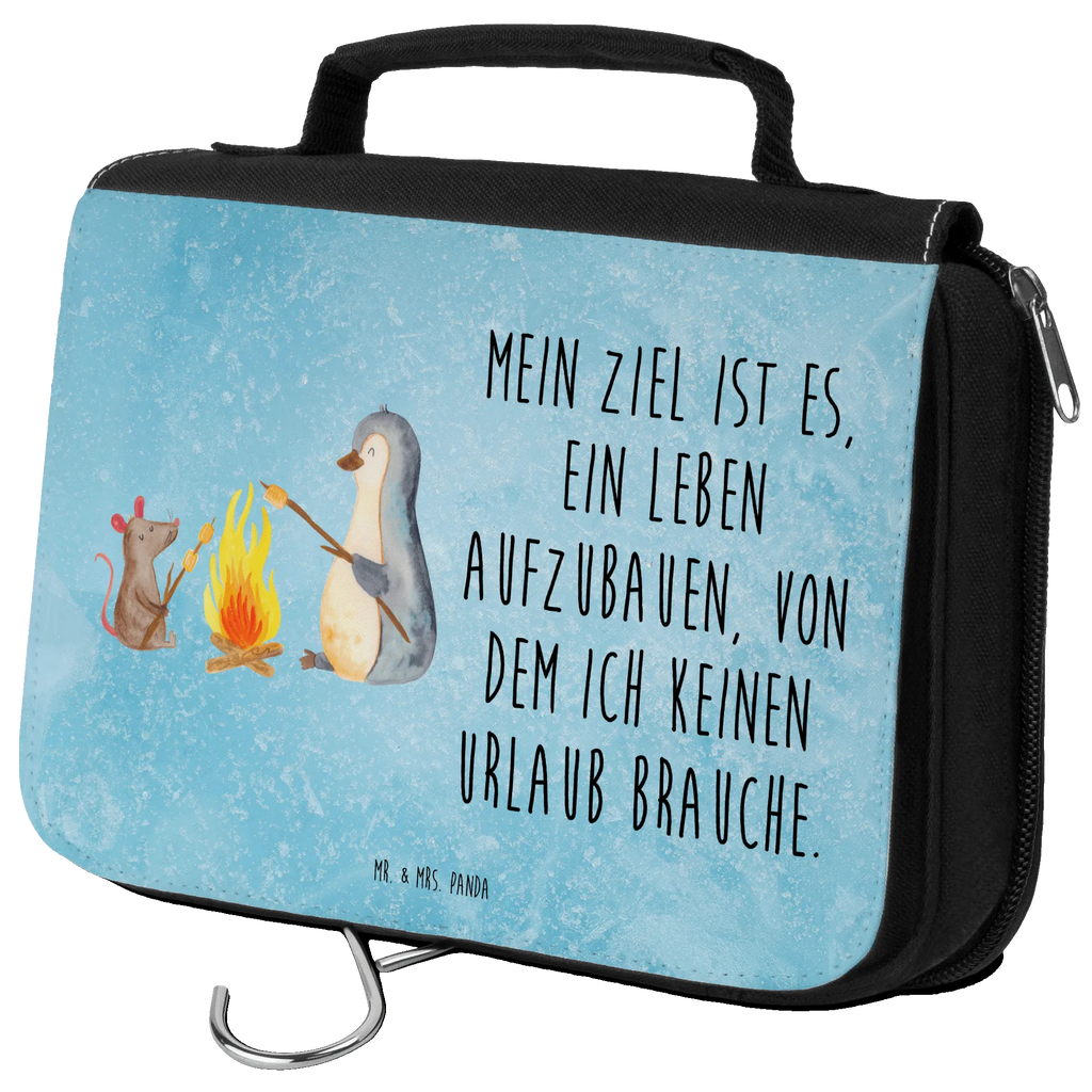 Kulturbeutel Pinguin Lagerfeuer Kulturbeutel, Zum Aufhängen, Waschtasche, Kosmetiktasche, Damen, Herren, Aufbewahrungstasche, Schminktasche, Kosmetikbeutel, Organizer, Kulturtasche, Schminkutensil, Pinguin, Maus, Pinguine, Lagerfeuer, Leben, Arbeit, Job, Motivation, Büro, Büroalltag, Lebensspruch, Lebensmotivation, Neustart, Liebe, grillen, Feuer, Marshmallows