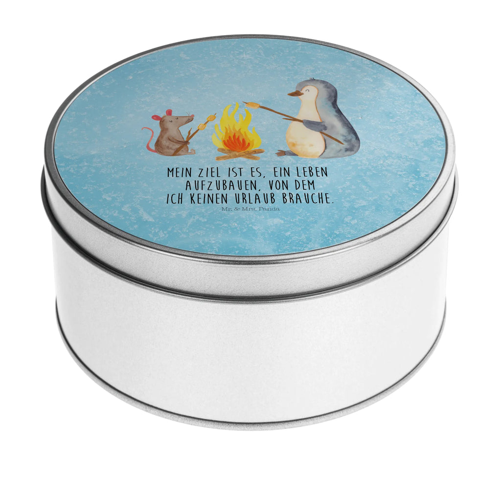 Blechdose rund Pinguin Lagerfeuer Metalldose, Keksdose, Dose, Vorratsdose, Geschenkbox, Lunchbox, Aufbewahrungsbox, Vorratsdosen, Metallkiste, Metallbox, Metallboxen, Aufbewahrungskiste, Geschenkkiste, Blechdosen mit Deckel, Metallkiste mit Deckel, Vorratsdosen mit Deckel, Metall Dose, Pinguin, Maus, Pinguine, Lagerfeuer, Leben, Arbeit, Job, Motivation, Büro, Büroalltag, Lebensspruch, Lebensmotivation, Neustart, Liebe, grillen, Feuer, Marshmallows