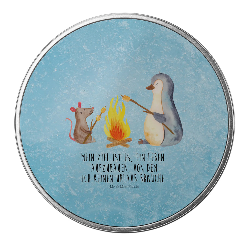 Blechdose rund Pinguin Lagerfeuer Metalldose, Keksdose, Dose, Vorratsdose, Geschenkbox, Lunchbox, Aufbewahrungsbox, Vorratsdosen, Metallkiste, Metallbox, Metallboxen, Aufbewahrungskiste, Geschenkkiste, Blechdosen mit Deckel, Metallkiste mit Deckel, Vorratsdosen mit Deckel, Metall Dose, Pinguin, Maus, Pinguine, Lagerfeuer, Leben, Arbeit, Job, Motivation, Büro, Büroalltag, Lebensspruch, Lebensmotivation, Neustart, Liebe, grillen, Feuer, Marshmallows