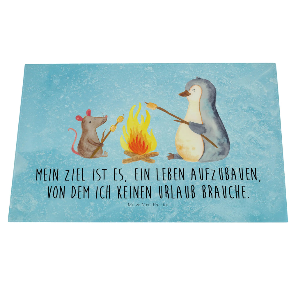 Glasschneidebrett Pinguin Lagerfeuer Glasschneidebrett, Schneidebrett, Pinguin, Maus, Pinguine, Lagerfeuer, Leben, Arbeit, Job, Motivation, Büro, Büroalltag, Lebensspruch, Lebensmotivation, Neustart, Liebe, grillen, Feuer, Marshmallows