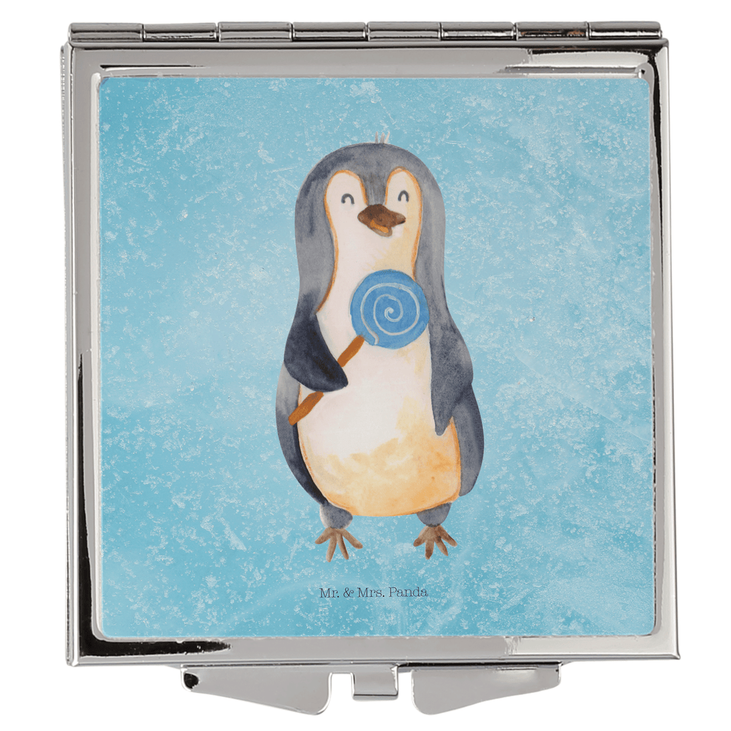 Handtaschenspiegel quadratisch Pinguin Lolli Spiegel, Handtasche, Quadrat, silber, schminken, Schminkspiegel, Pinguin, Pinguine, Lolli, Süßigkeiten, Blödsinn, Spruch, Rebell, Gauner, Ganove, Rabauke