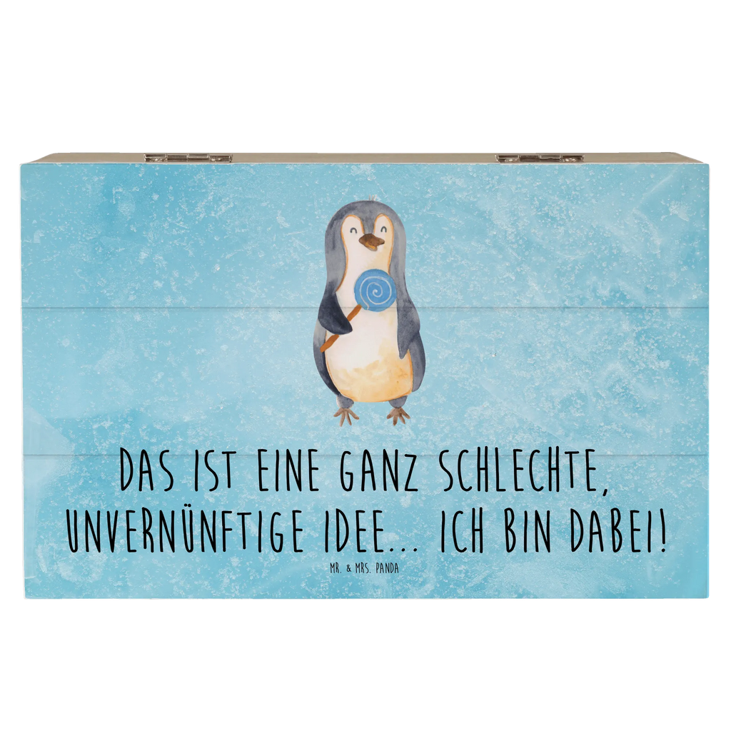 Holzkiste Pinguin Lolli Holzkiste, Kiste, Schatzkiste, Truhe, Schatulle, XXL, Erinnerungsbox, Erinnerungskiste, Dekokiste, Aufbewahrungsbox, Geschenkbox, Geschenkdose, Pinguin, Pinguine, Lolli, Süßigkeiten, Blödsinn, Spruch, Rebell, Gauner, Ganove, Rabauke