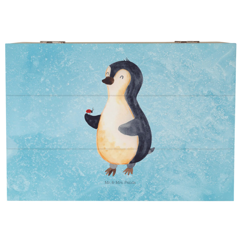 Holzkiste Pinguin Marienkäfer Holzkiste, Kiste, Schatzkiste, Truhe, Schatulle, XXL, Erinnerungsbox, Erinnerungskiste, Dekokiste, Aufbewahrungsbox, Geschenkbox, Geschenkdose, Pinguin, Pinguine, Marienkäfer, Liebe, Wunder, Glück, Freude, Lebensfreude