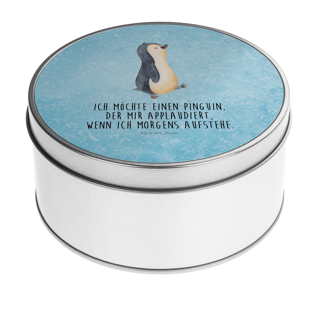 Blechdose rund Pinguin marschieren Metalldose, Keksdose, Dose, Vorratsdose, Geschenkbox, Lunchbox, Aufbewahrungsbox, Vorratsdosen, Metallkiste, Metallbox, Metallboxen, Aufbewahrungskiste, Geschenkkiste, Blechdosen mit Deckel, Metallkiste mit Deckel, Vorratsdosen mit Deckel, Metall Dose, Pinguin, Pinguine, Frühaufsteher, Langschläfer, Bruder, Schwester, Familie