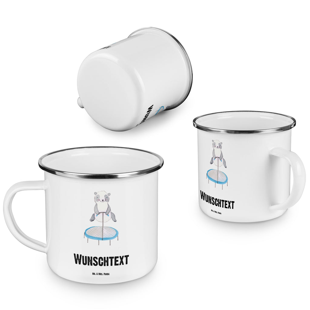 Personalisierte Emaille Tasse Panda Trampolin springen Emaille Tasse personalisiert, Emaille Tasse mit Namen, Campingtasse personalisiert, Namenstasse, Campingtasse bedrucken, Campinggeschirr personalsisert, tasse mit namen, personalisierte tassen, personalisierte tasse, tasse selbst gestalten, tasse bedrucken, tassen bedrucken, Geschenk, Sport, Sportart, Hobby, Schenken, Danke, Dankeschön, Auszeichnung, Gewinn, Sportler, Trampolin springen, Trampolin Springen, Trampolin Turnen, Fitnessstudio