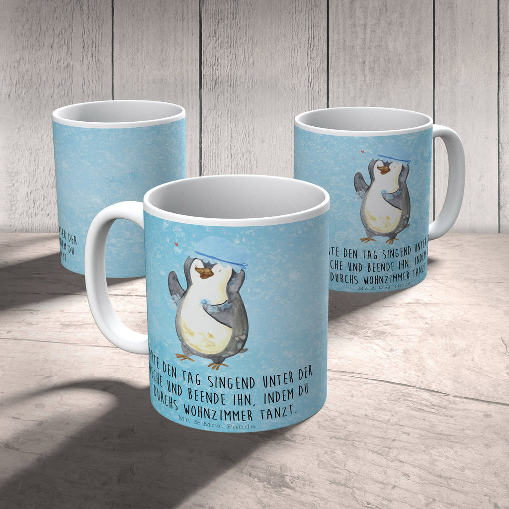 Tasse Pinguin Duschen Tasse, Kaffeetasse, Teetasse, Becher, Kaffeebecher, Teebecher, Keramiktasse, Porzellantasse, Büro Tasse, Geschenk Tasse, Tasse Sprüche, Tasse Motive, Kaffeetassen, Tasse bedrucken, Designer Tasse, Cappuccino Tassen, Schöne Teetassen, Pinguin, Pinguine, Dusche, duschen, Lebensmotto, Motivation, Neustart, Neuanfang, glücklich sein