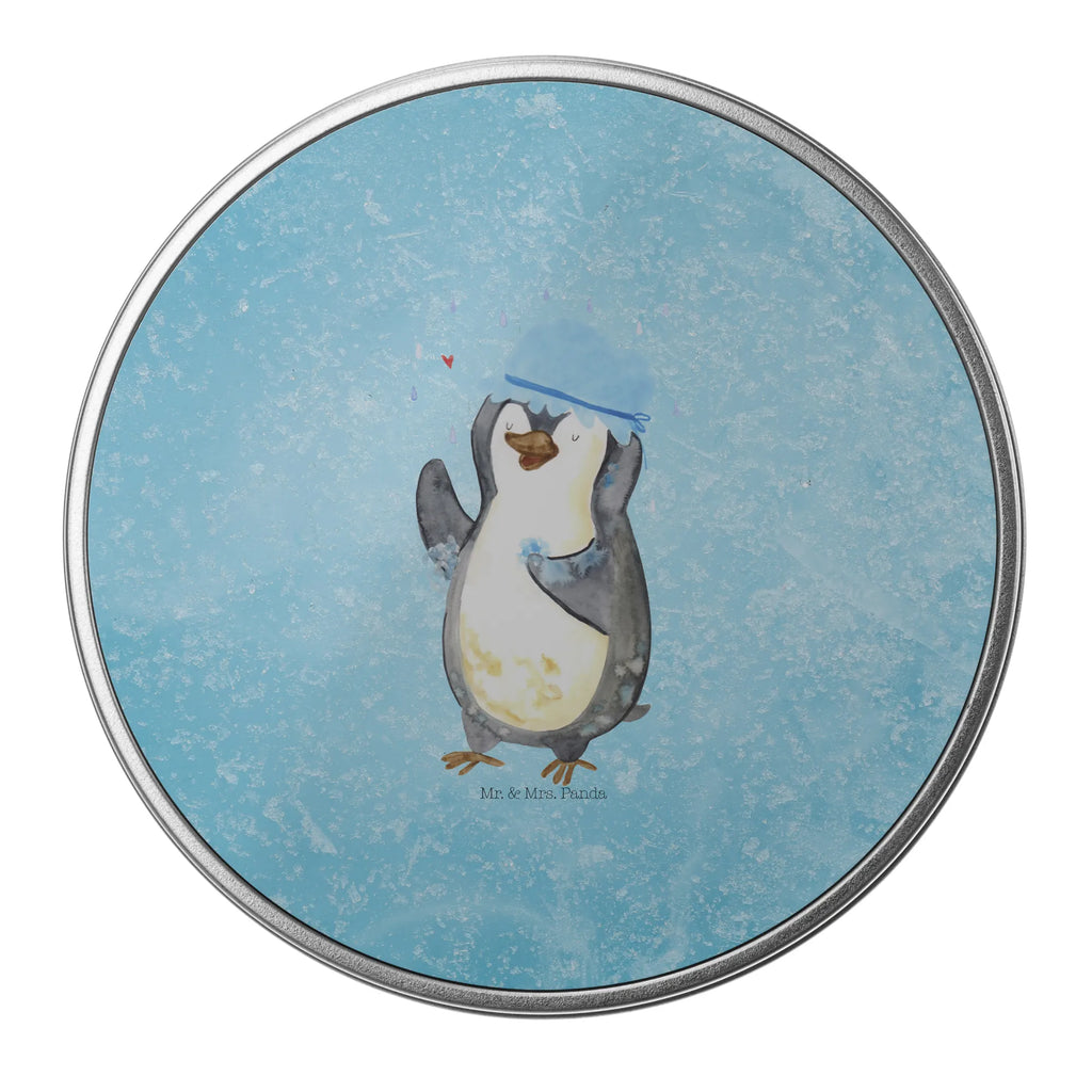 Blechdose rund Pinguin Duschen Metalldose, Keksdose, Dose, Vorratsdose, Geschenkbox, Lunchbox, Aufbewahrungsbox, Vorratsdosen, Metallkiste, Metallbox, Metallboxen, Aufbewahrungskiste, Geschenkkiste, Blechdosen mit Deckel, Metallkiste mit Deckel, Vorratsdosen mit Deckel, Metall Dose, Pinguin, Pinguine, Dusche, duschen, Lebensmotto, Motivation, Neustart, Neuanfang, glücklich sein