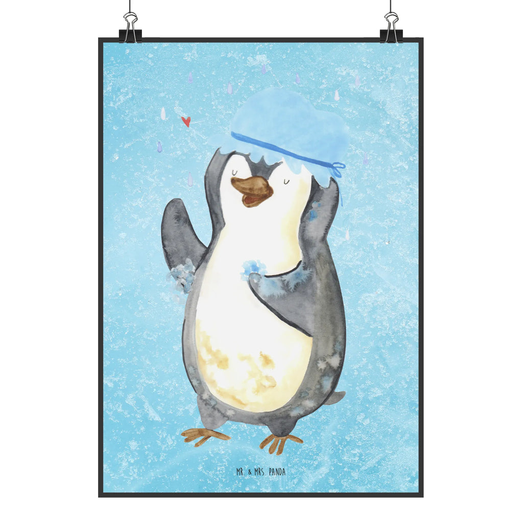 Poster Pinguin Duschen Poster, Wandposter, Bild, Wanddeko, Küchenposter, Kinderposter, Wanddeko Bild, Raumdekoration, Wanddekoration, Handgemaltes Poster, Mr. & Mrs. Panda Poster, Designposter, Kunstdruck, Posterdruck, Pinguin, Pinguine, Dusche, duschen, Lebensmotto, Motivation, Neustart, Neuanfang, glücklich sein