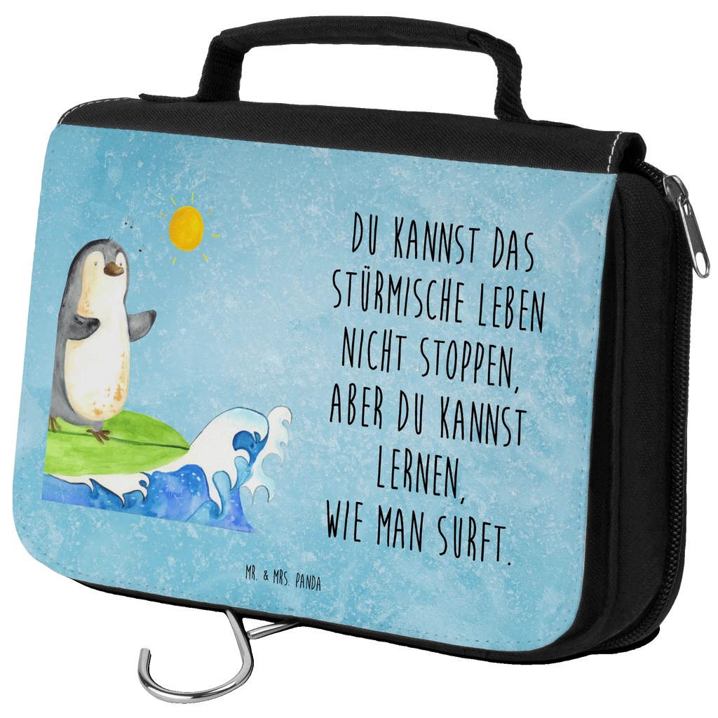 Kulturbeutel Pinguin Surfer Kulturbeutel, Zum Aufhängen, Waschtasche, Kosmetiktasche, Damen, Herren, Aufbewahrungstasche, Schminktasche, Kosmetikbeutel, Organizer, Kulturtasche, Schminkutensil, Pinguin, Pinguine, surfen, Surfer, Hawaii, Urlaub, Wellen, Wellen reiten, Portugal