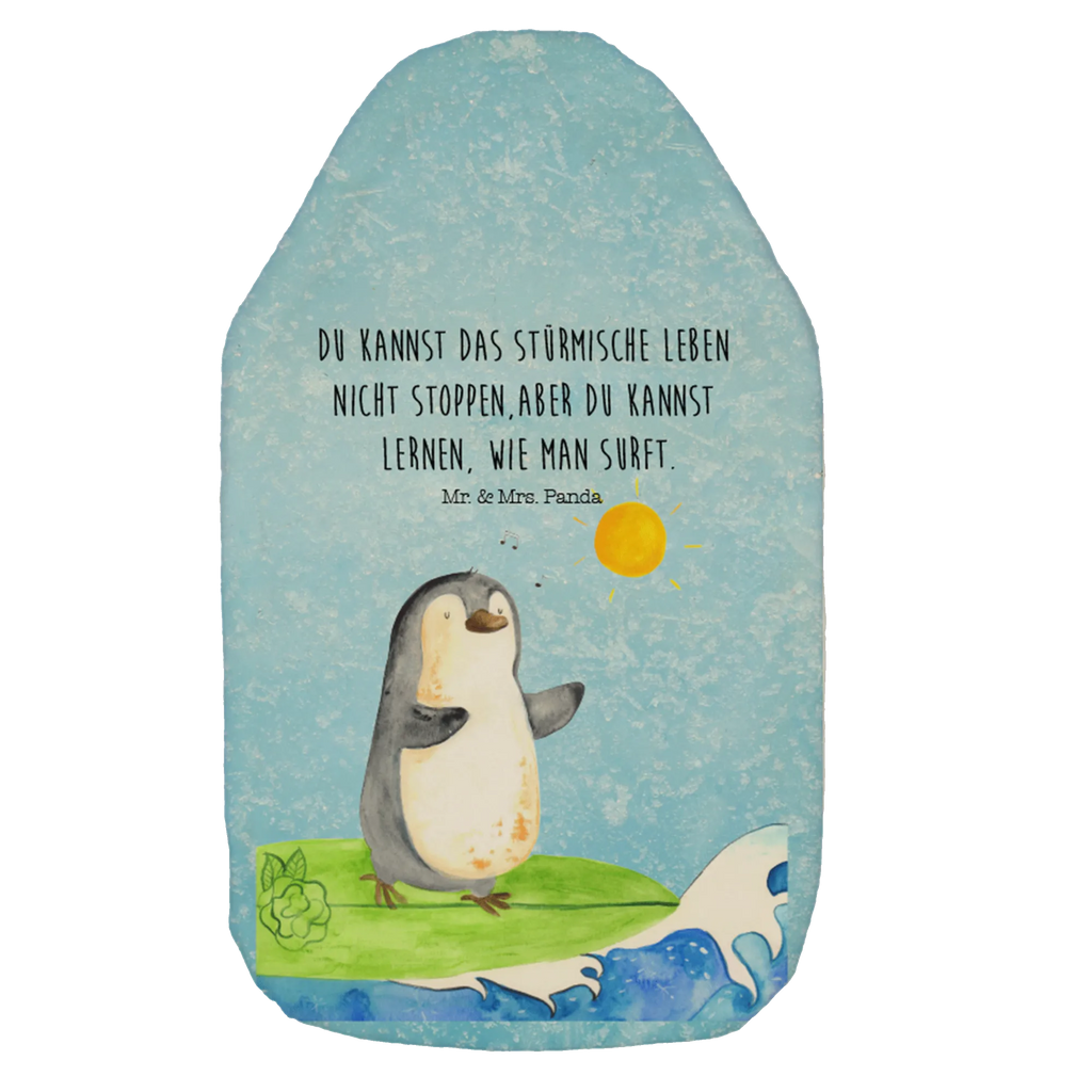 Wärmflasche Pinguin Surfer Wärmekissen, Kinderwärmflasche, Körnerkissen, Wärmflaschenbezug, Wärmflasche mit Bezug, Wärmflasche, Bettflasche, Kleine Wärmflasche, Pinguin, Pinguine, surfen, Surfer, Hawaii, Urlaub, Wellen, Wellen reiten, Portugal