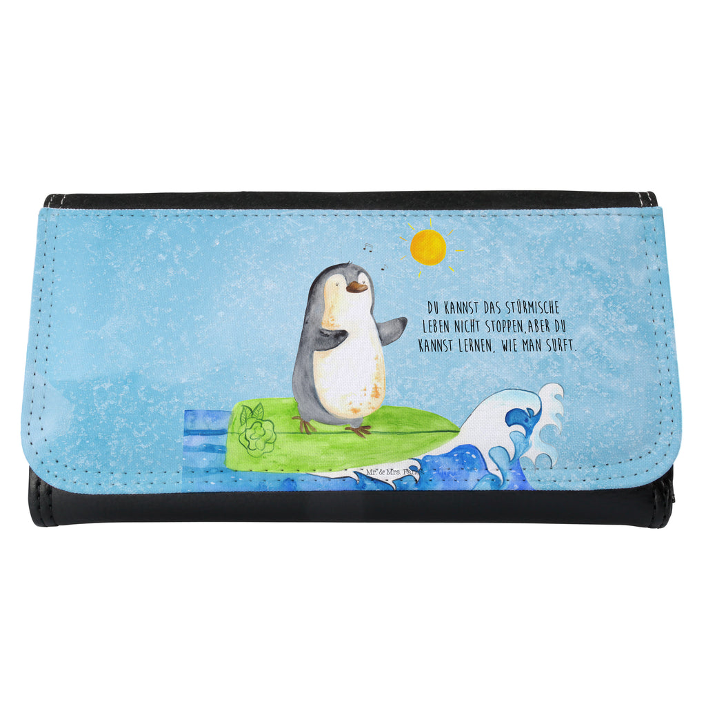 Damen Portemonnaie Pinguin Surfer Portemonnaie, Portemonee, Geldbörse, Damen, Groß, XXL, Geldbeutel, Portemonnaies, Pinguin, Pinguine, surfen, Surfer, Hawaii, Urlaub, Wellen, Wellen reiten, Portugal