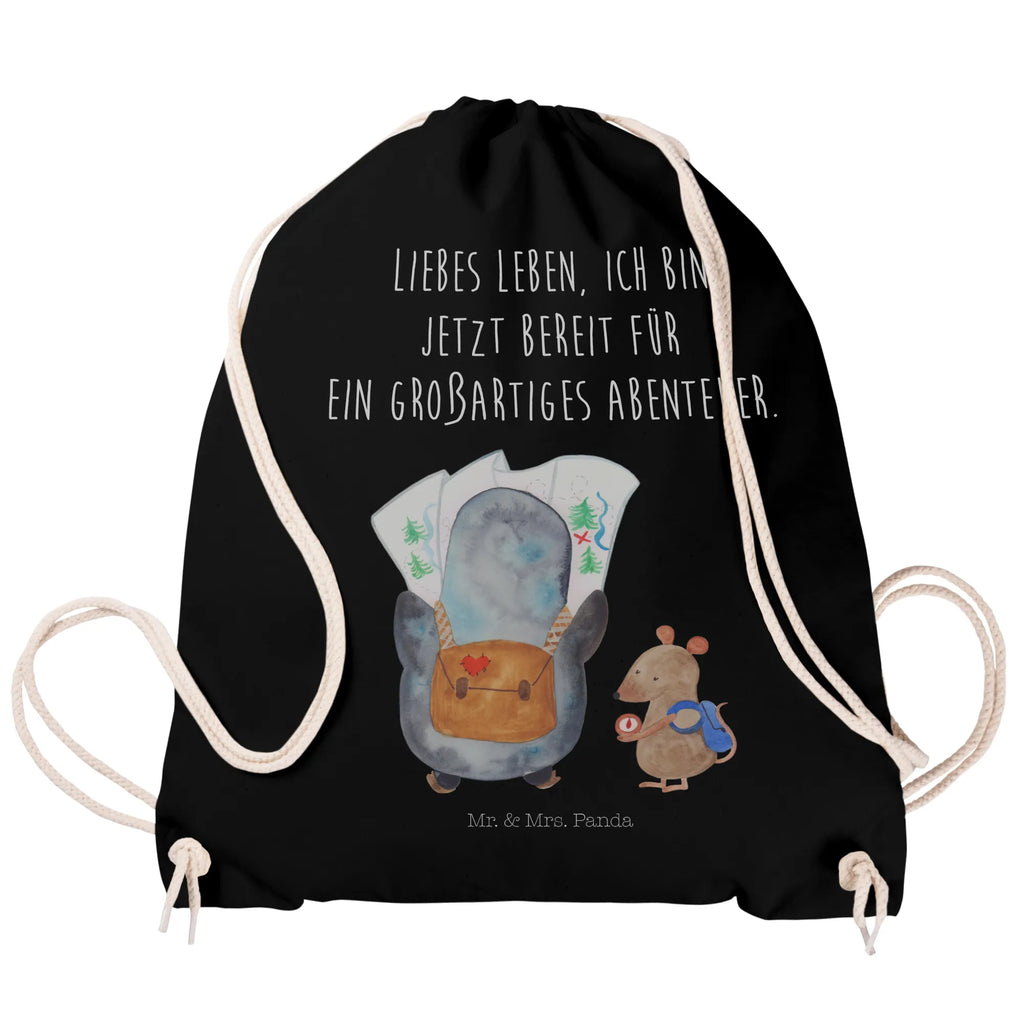 Sportbeutel Pinguin & Maus Wanderer Sportbeutel, Turnbeutel, Beutel, Sporttasche, Tasche, Stoffbeutel, Sportbeutel Kinder, Gymsack, Beutel Rucksack, Kleine Sporttasche, Sportzubehör, Turnbeutel Baumwolle, Pinguin, Pinguine, Abenteurer, Abenteuer, Roadtrip, Ausflug, Wanderlust, wandern