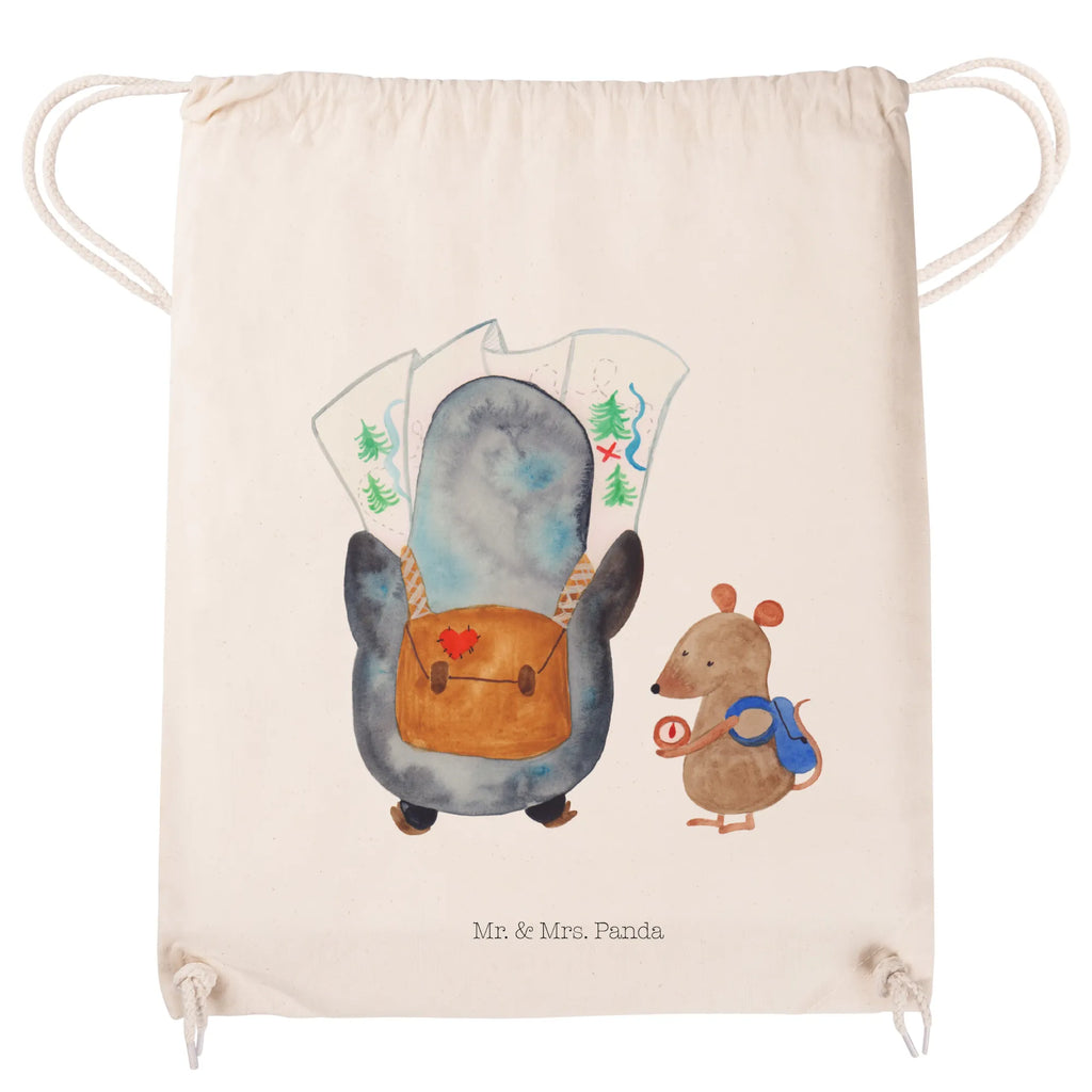 Sportbeutel Pinguin & Maus Wanderer Sportbeutel, Turnbeutel, Beutel, Sporttasche, Tasche, Stoffbeutel, Sportbeutel Kinder, Gymsack, Beutel Rucksack, Kleine Sporttasche, Sportzubehör, Turnbeutel Baumwolle, Pinguin, Pinguine, Abenteurer, Abenteuer, Roadtrip, Ausflug, Wanderlust, wandern