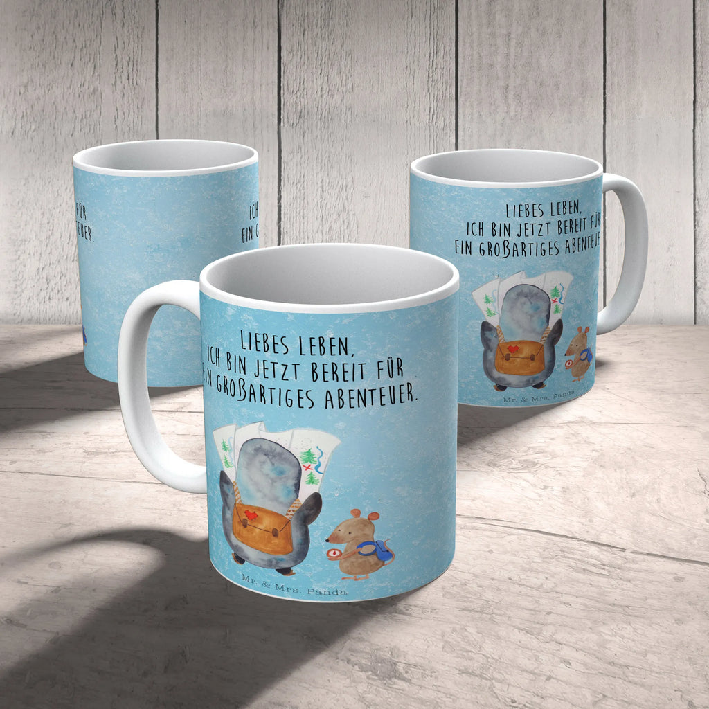 Tasse Pinguin & Maus Wanderer Tasse, Kaffeetasse, Teetasse, Becher, Kaffeebecher, Teebecher, Keramiktasse, Porzellantasse, Büro Tasse, Geschenk Tasse, Tasse Sprüche, Tasse Motive, Kaffeetassen, Tasse bedrucken, Designer Tasse, Cappuccino Tassen, Schöne Teetassen, Pinguin, Pinguine, Abenteurer, Abenteuer, Roadtrip, Ausflug, Wanderlust, wandern