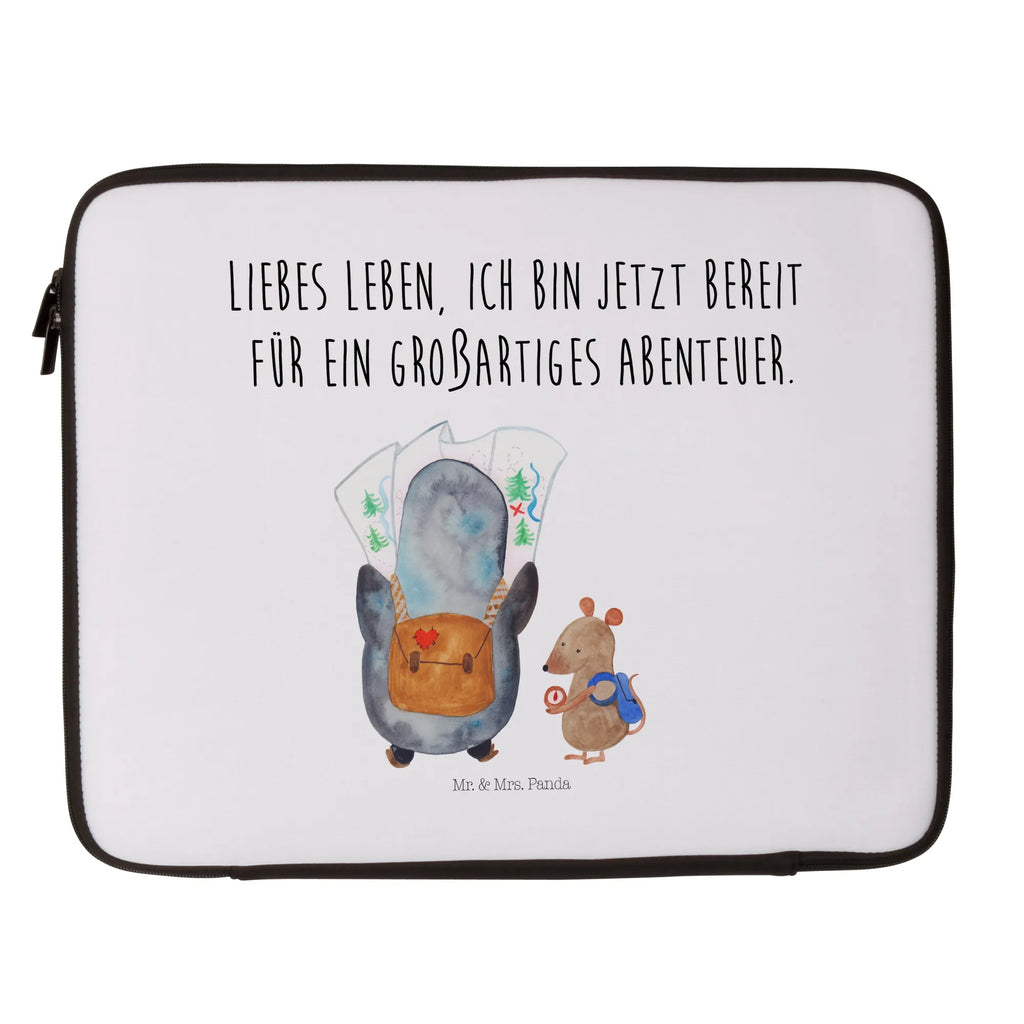 Notebook Tasche Pinguin & Maus Wanderer Notebook Tasche, Laptop, Computertasche, Tasche, Notebook-Tasche, Notebook-Reisehülle, Notebook Schutz, Pinguin, Pinguine, Abenteurer, Abenteuer, Roadtrip, Ausflug, Wanderlust, wandern