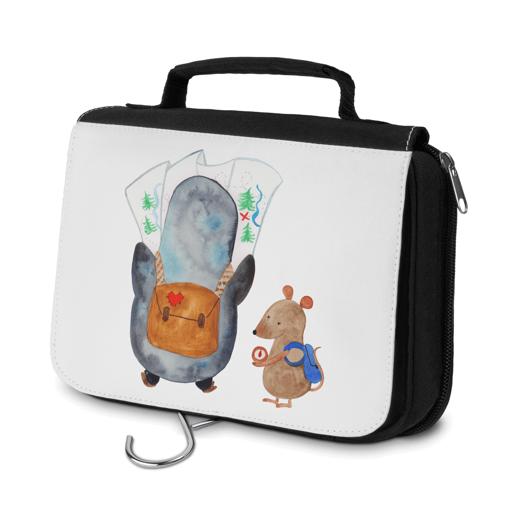 Kulturbeutel Pinguin & Maus Wanderer Kulturbeutel, Zum Aufhängen, Waschtasche, Kosmetiktasche, Damen, Herren, Aufbewahrungstasche, Schminktasche, Kosmetikbeutel, Organizer, Kulturtasche, Schminkutensil, Pinguin, Pinguine, Abenteurer, Abenteuer, Roadtrip, Ausflug, Wanderlust, wandern