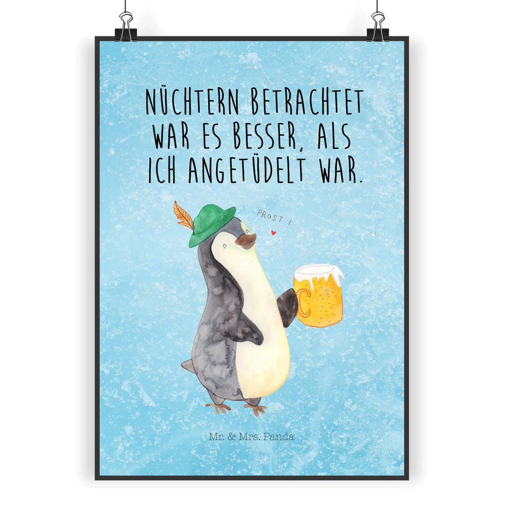 Poster Pinguin Bier Poster, Wandposter, Bild, Wanddeko, Küchenposter, Kinderposter, Wanddeko Bild, Raumdekoration, Wanddekoration, Handgemaltes Poster, Mr. & Mrs. Panda Poster, Designposter, Kunstdruck, Posterdruck, Pinguin, Pinguine, Bier, Oktoberfest