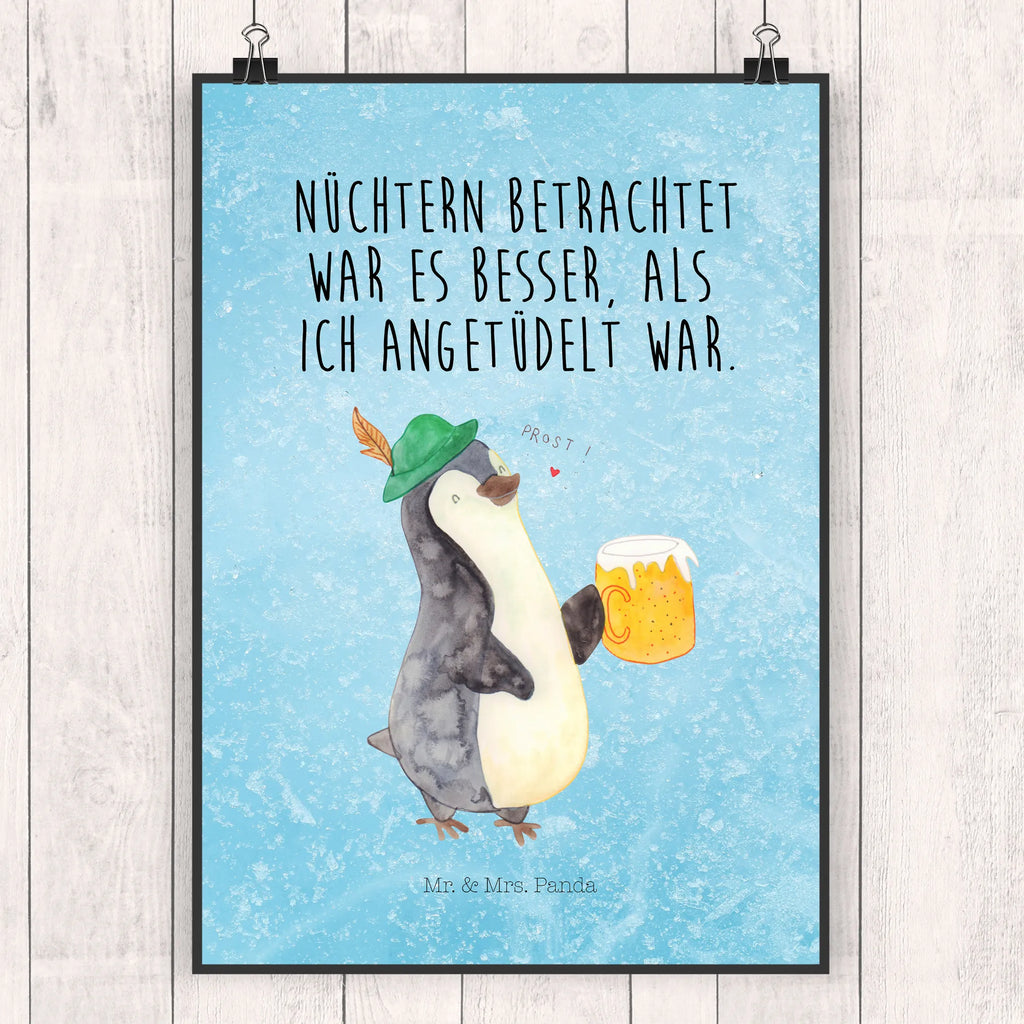 Poster Pinguin Bier Poster, Wandposter, Bild, Wanddeko, Küchenposter, Kinderposter, Wanddeko Bild, Raumdekoration, Wanddekoration, Handgemaltes Poster, Mr. & Mrs. Panda Poster, Designposter, Kunstdruck, Posterdruck, Pinguin, Pinguine, Bier, Oktoberfest