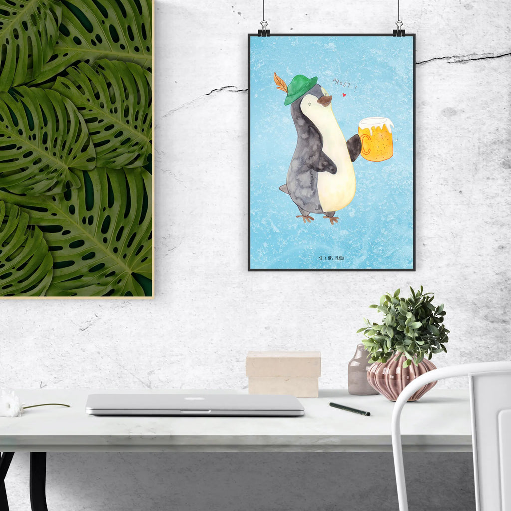 Poster Pinguin Bier Poster, Wandposter, Bild, Wanddeko, Küchenposter, Kinderposter, Wanddeko Bild, Raumdekoration, Wanddekoration, Handgemaltes Poster, Mr. & Mrs. Panda Poster, Designposter, Kunstdruck, Posterdruck, Pinguin, Pinguine, Bier, Oktoberfest