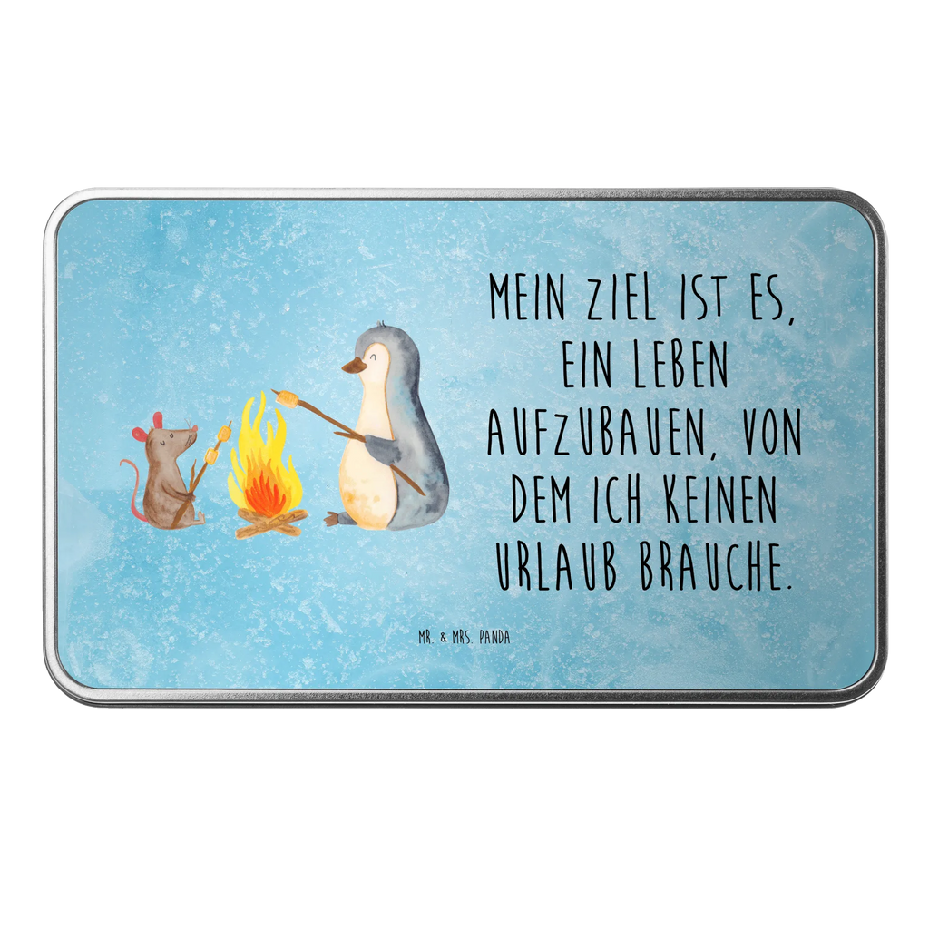 Metalldose rechteckig Pinguin Lagerfeuer Blechdose, Metalldose, Blechbox, Container, Keksdose, Vorratsdose, Vorratsbox, Döschen, Versperbox, Vesperdose, Aufbewahrungsdose, Aufbewahrungsbox, Aluminiumdose, Dose, Pinguin, Maus, Pinguine, Lagerfeuer, Leben, Arbeit, Job, Motivation, Büro, Büroalltag, Lebensspruch, Lebensmotivation, Neustart, Liebe, grillen, Feuer, Marshmallows