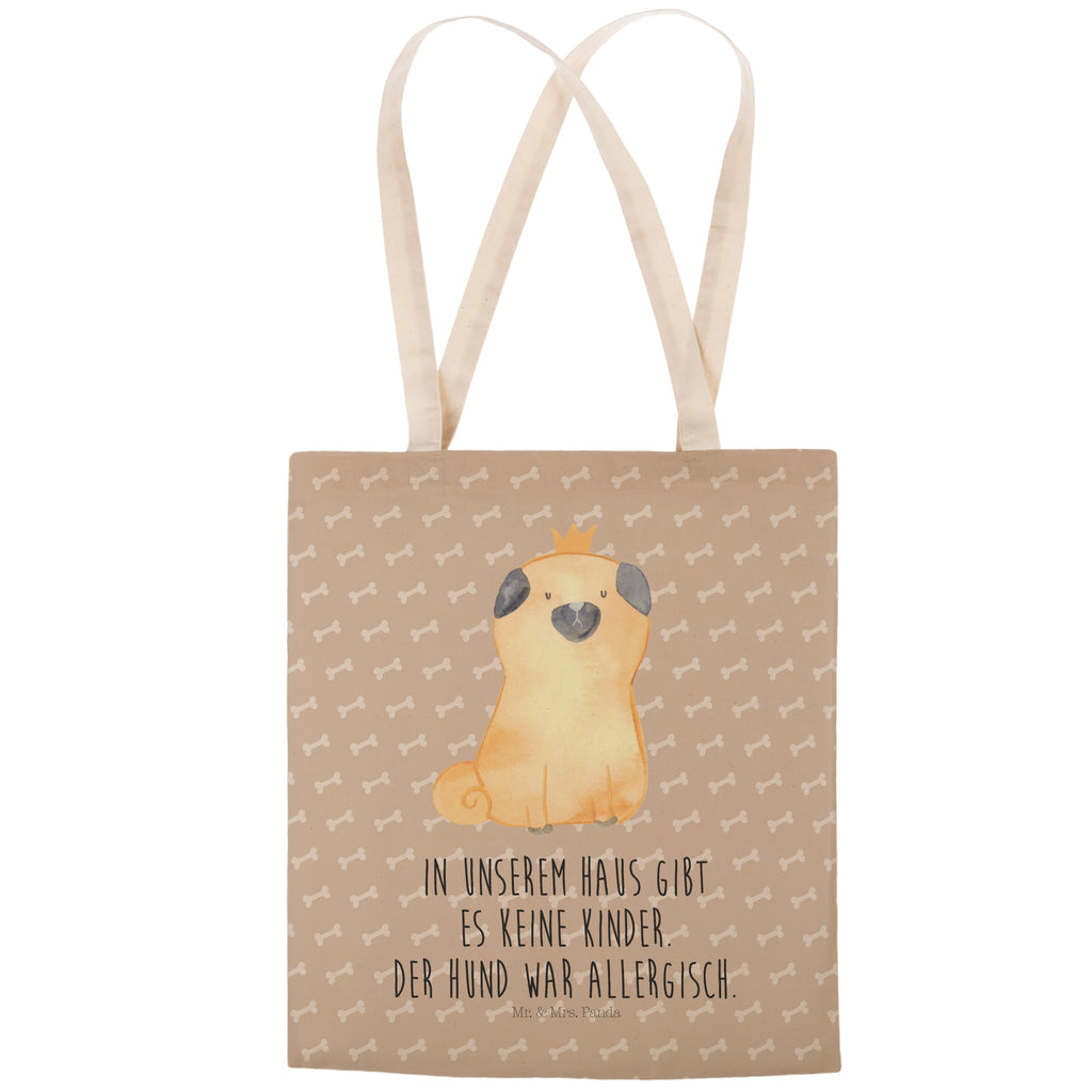 Einkaufstasche Mops Krone Tragetasche, Tasche, Beutel, Stofftasche, Baumwolltasche, Umhängetasche, Shopper, Einkaufstasche, Beuteltasche, Hund, Hundemotiv, Haustier, Hunderasse, Tierliebhaber, Hundebesitzer, Sprüche, Mops, allergisch, kinderlos, Hausregel, Hundebesitzer. Spruch, lustig