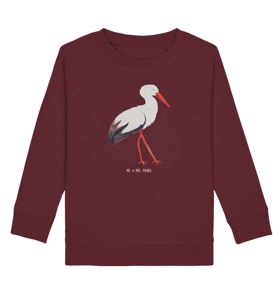 Organic Kinder Pullover Storch Kinder Pullover, Kinder Sweatshirt, Jungen, Mädchen, Tiermotive, Gute Laune, lustige Sprüche, Tiere, Storch, Störche, Schwangerschaft, Geburt, Mutter, Mütter, Mutter werden, Schwanger, Babybauch, Baby