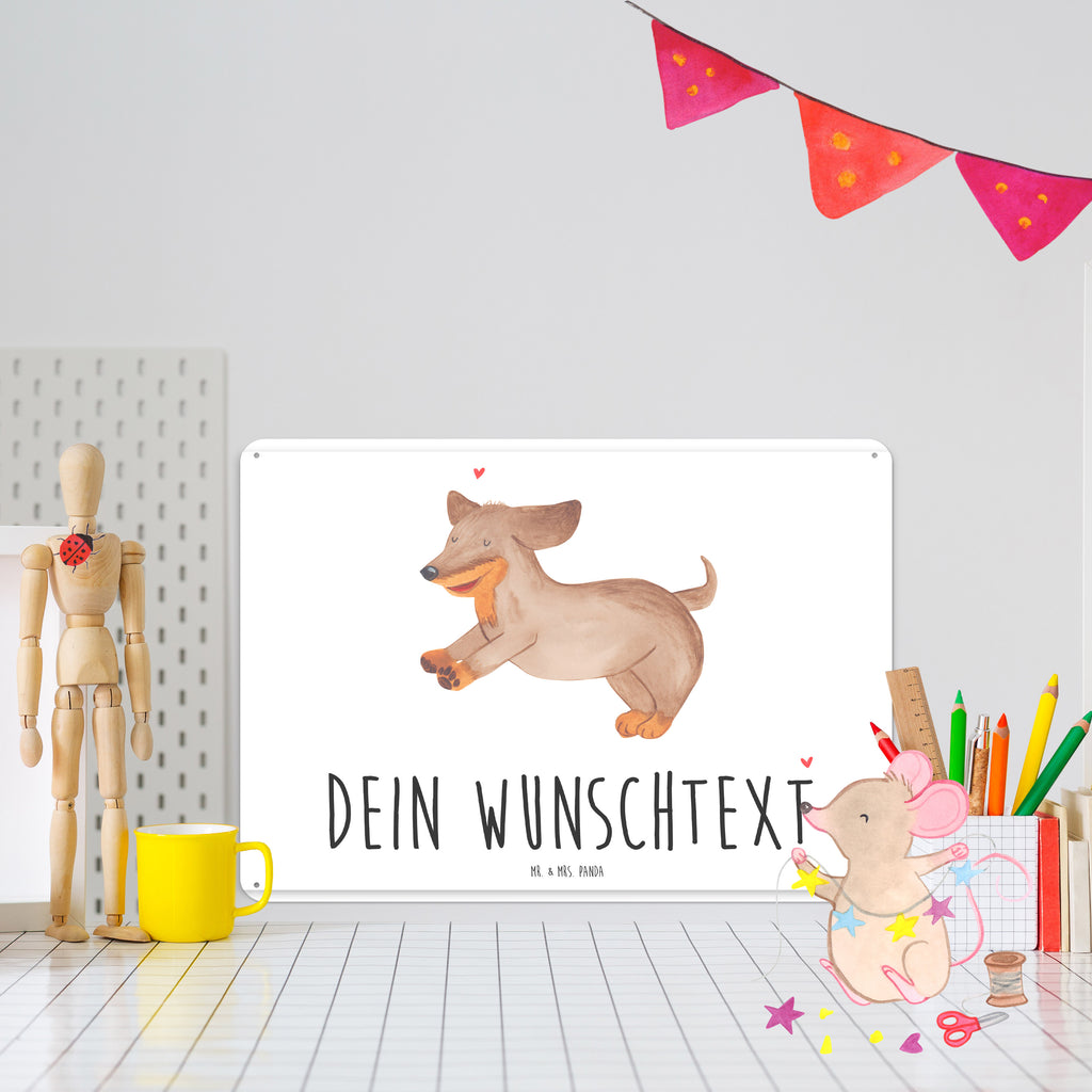 Personalisiertes Blechschild Hund Dackel Blechschild, Metallschild, Geschenk Schild, Schild, Magnet-Metall-Schild, Deko Schild, Wandschild, Wand-Dekoration, Türschild, Hund, Hundemotiv, Haustier, Hunderasse, Tierliebhaber, Hundebesitzer, Sprüche, Hunde, Dackel, Dachshund, happy dog