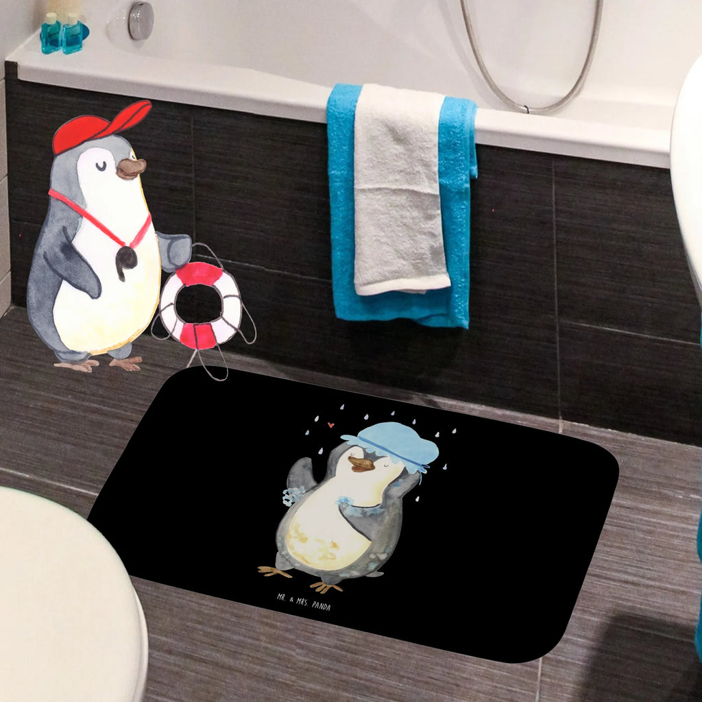 Badvorleger Pinguin duscht Badematte, Badteppich, Duschvorleger, Badezimmerteppich, Badezimmermatte, Badvorleger, Duschmatte, Duschteppich, Badteppiche, Badgarnitur, Badematten, Teppich Badezimmer, Badezimmermatten, Pinguin, Pinguine, Dusche, duschen, Lebensmotto, Motivation, Neustart, Neuanfang, glücklich sein