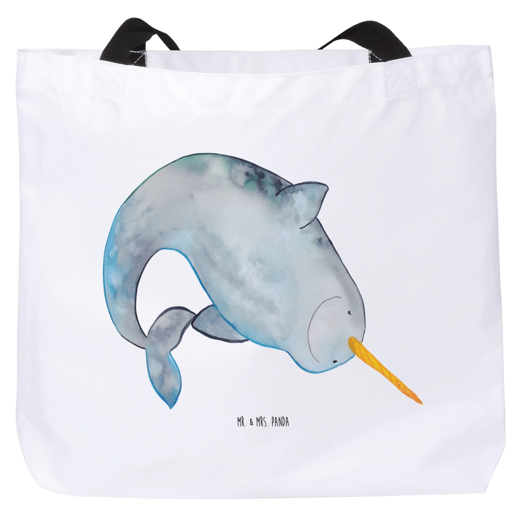 Shopper Narwal Beutel, Einkaufstasche, Tasche, Strandtasche, Einkaufsbeutel, Shopper, Schultasche, Freizeittasche, Tragebeutel, Schulbeutel, Alltagstasche, Meerestiere, Meer, Urlaub, Narwal, Wal, Putzen, Hausfrau, Junggesellin, aufräumen, Kinderzimmer