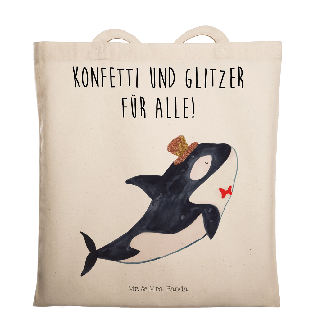 Tragetasche Orca Zylinder Beuteltasche, Beutel, Einkaufstasche, Jutebeutel, Stoffbeutel, Tasche, Shopper, Umhängetasche, Strandtasche, Schultertasche, Stofftasche, Tragetasche, Badetasche, Jutetasche, Einkaufstüte, Laptoptasche, Meerestiere, Meer, Urlaub, Narwal, Glitter, Konfetti, Glitzer, Geburtstag, Feier, Fete, Fest, Glückwunsch, Orca