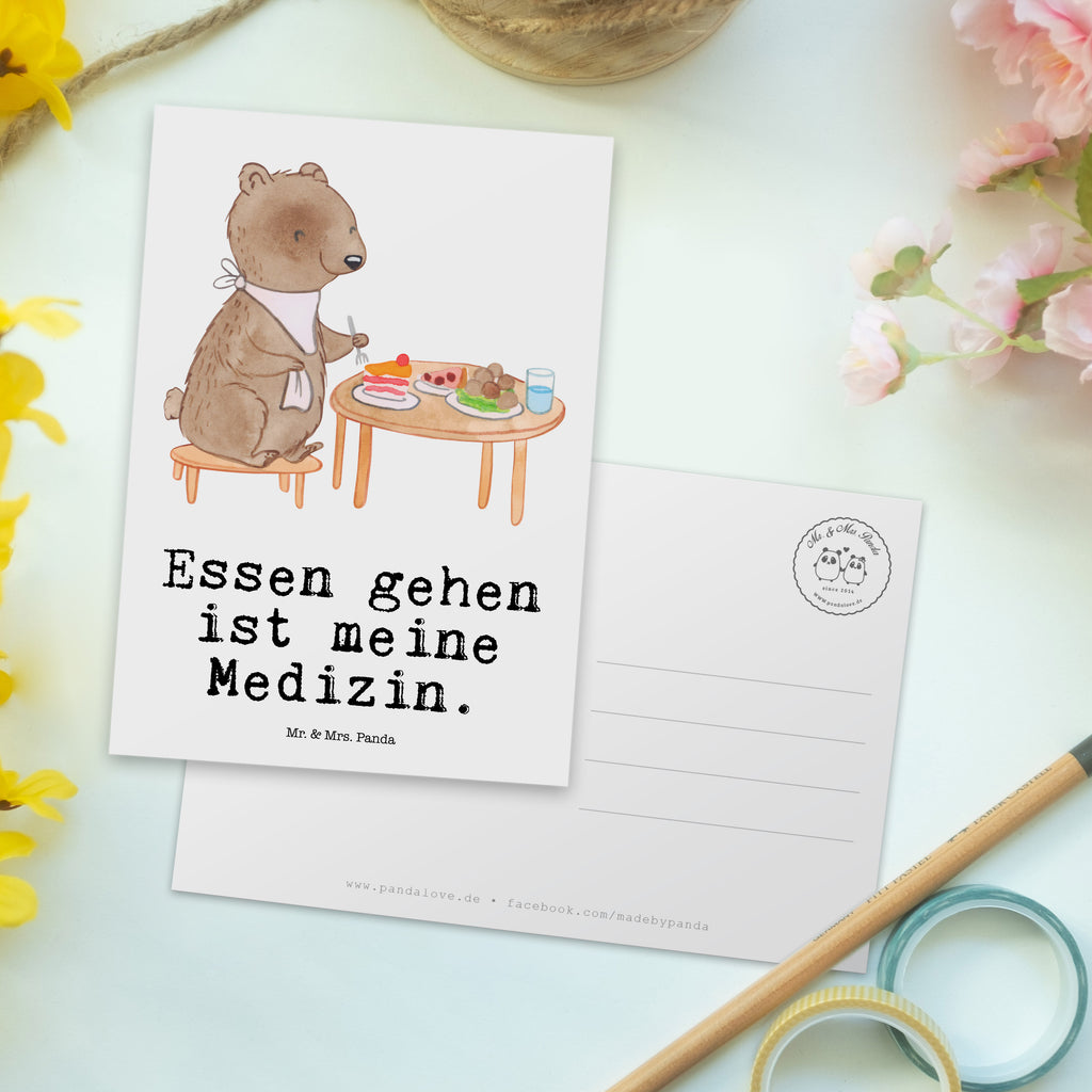 Postkarte Bär Essen gehen Medizin Postkarte, Karte, Geschenkkarte, Grußkarte, Einladung, Ansichtskarte, Geburtstagskarte, Einladungskarte, Dankeskarte, Ansichtskarten, Einladung Geburtstag, Einladungskarten Geburtstag, Geschenk, Sport, Sportart, Hobby, Schenken, Danke, Dankeschön, Auszeichnung, Gewinn, Sportler, Essen gehen, Essen, Restaurant, Restaurantbesuch, Köstlichkeiten