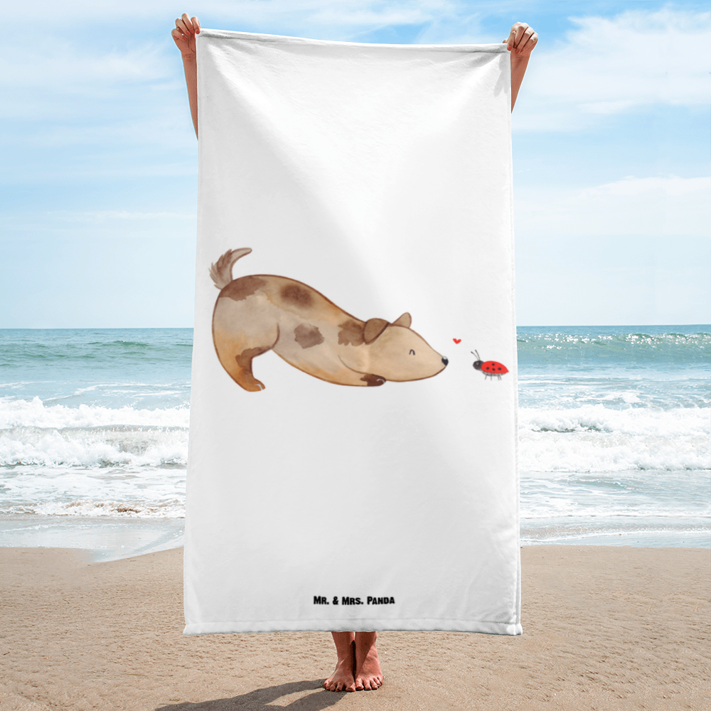 XL Badehandtuch Hund Marienkäfer Handtuch, Badetuch, Duschtuch, Strandtuch, Saunatuch, Hund, Hundemotiv, Haustier, Hunderasse, Tierliebhaber, Hundebesitzer, Sprüche, Hunde, Hundespruch, Marienkäfer, Mischling, Mischlinghund