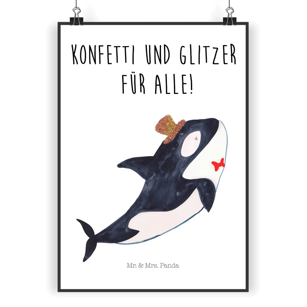 Poster Orca Zylinder Poster, Wandposter, Bild, Wanddeko, Küchenposter, Kinderposter, Wanddeko Bild, Raumdekoration, Wanddekoration, Handgemaltes Poster, Mr. & Mrs. Panda Poster, Designposter, Kunstdruck, Posterdruck, Meerestiere, Meer, Urlaub, Narwal, Glitter, Konfetti, Glitzer, Geburtstag, Feier, Fete, Fest, Glückwunsch, Orca