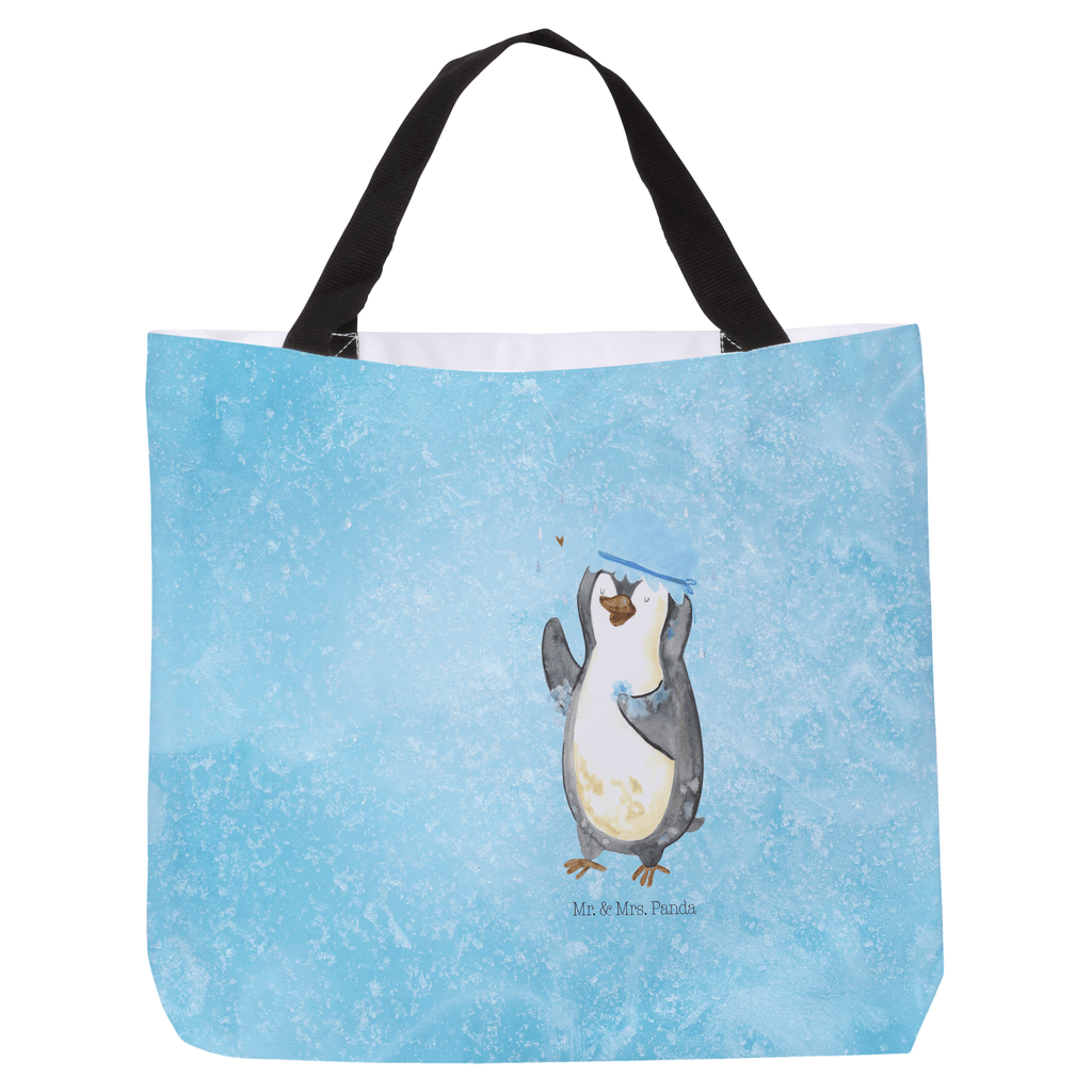 Shopper Pinguin duscht Beutel, Einkaufstasche, Tasche, Strandtasche, Einkaufsbeutel, Shopper, Schultasche, Freizeittasche, Tragebeutel, Schulbeutel, Alltagstasche, Pinguin, Pinguine, Dusche, duschen, Lebensmotto, Motivation, Neustart, Neuanfang, glücklich sein