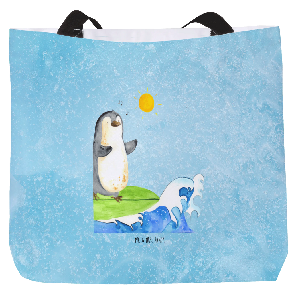 Shopper Pinguin Surfer Beutel, Einkaufstasche, Tasche, Strandtasche, Einkaufsbeutel, Shopper, Schultasche, Freizeittasche, Tragebeutel, Schulbeutel, Alltagstasche, Pinguin, Pinguine, surfen, Surfer, Hawaii, Urlaub, Wellen, Wellen reiten, Portugal