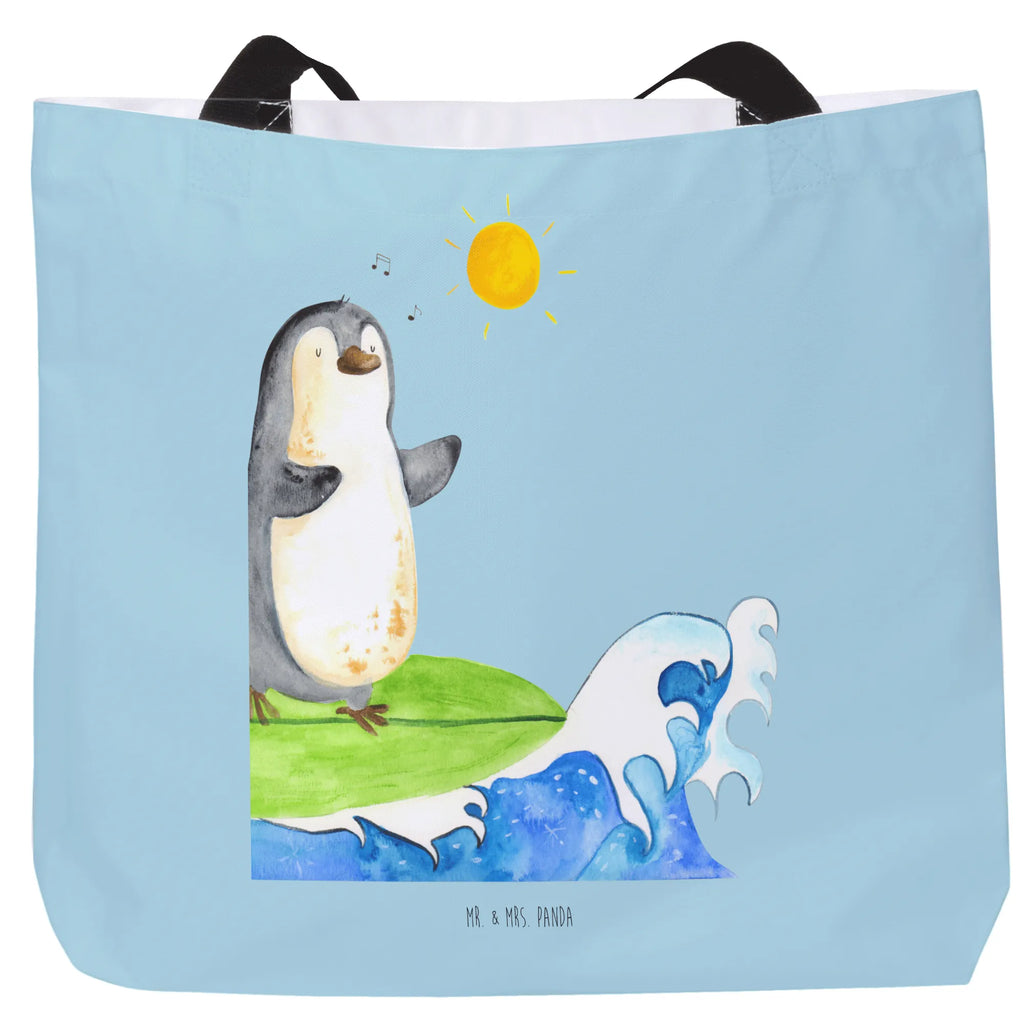 Shopper Pinguin Surfer Beutel, Einkaufstasche, Tasche, Strandtasche, Einkaufsbeutel, Shopper, Schultasche, Freizeittasche, Tragebeutel, Schulbeutel, Alltagstasche, Pinguin, Pinguine, surfen, Surfer, Hawaii, Urlaub, Wellen, Wellen reiten, Portugal