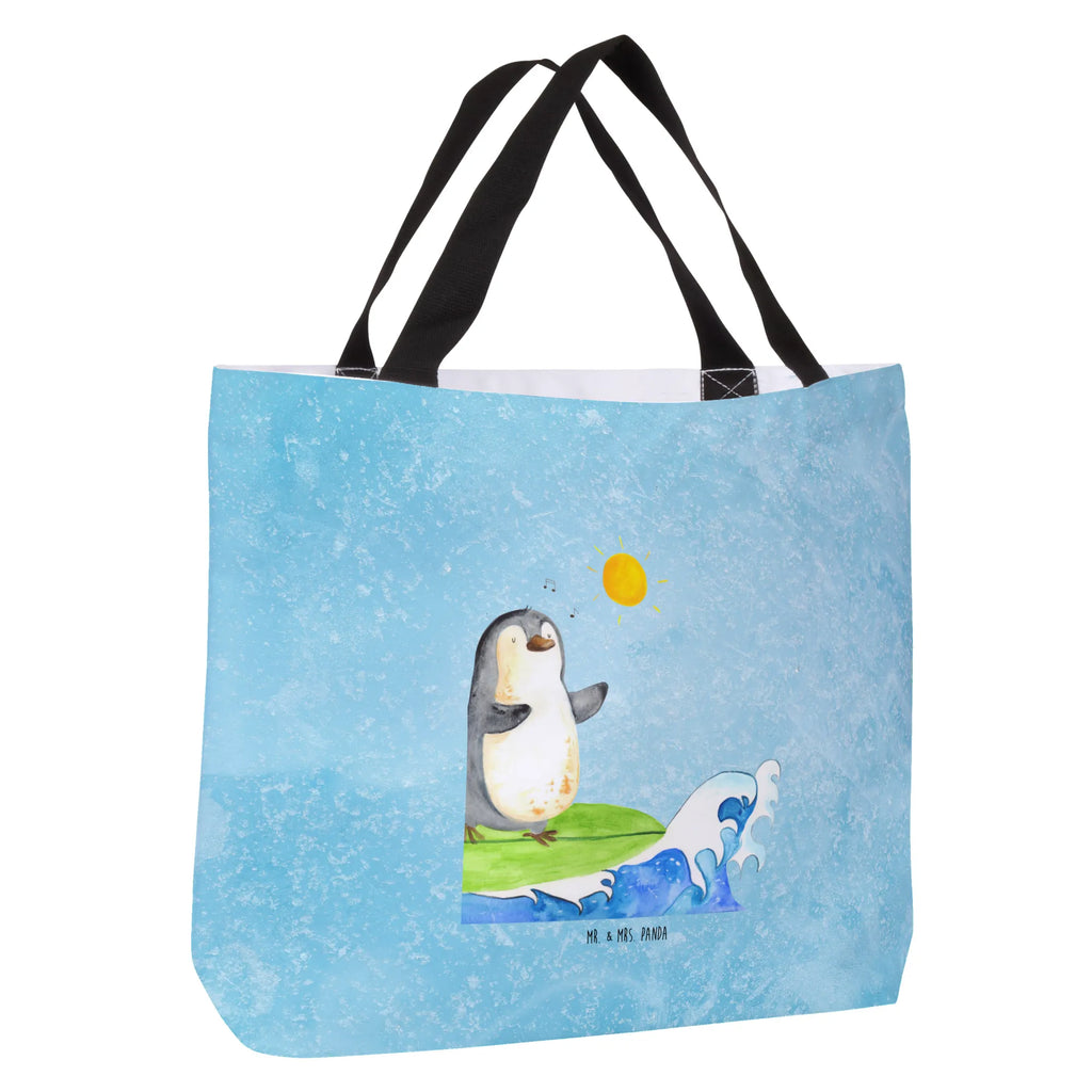 Shopper Pinguin Surfer Beutel, Einkaufstasche, Tasche, Strandtasche, Einkaufsbeutel, Shopper, Schultasche, Freizeittasche, Tragebeutel, Schulbeutel, Alltagstasche, Pinguin, Pinguine, surfen, Surfer, Hawaii, Urlaub, Wellen, Wellen reiten, Portugal