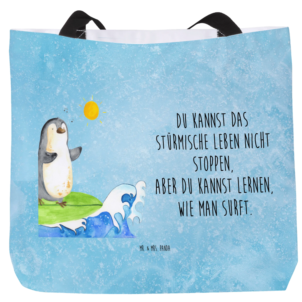 Shopper Pinguin Surfer Beutel, Einkaufstasche, Tasche, Strandtasche, Einkaufsbeutel, Shopper, Schultasche, Freizeittasche, Tragebeutel, Schulbeutel, Alltagstasche, Pinguin, Pinguine, surfen, Surfer, Hawaii, Urlaub, Wellen, Wellen reiten, Portugal