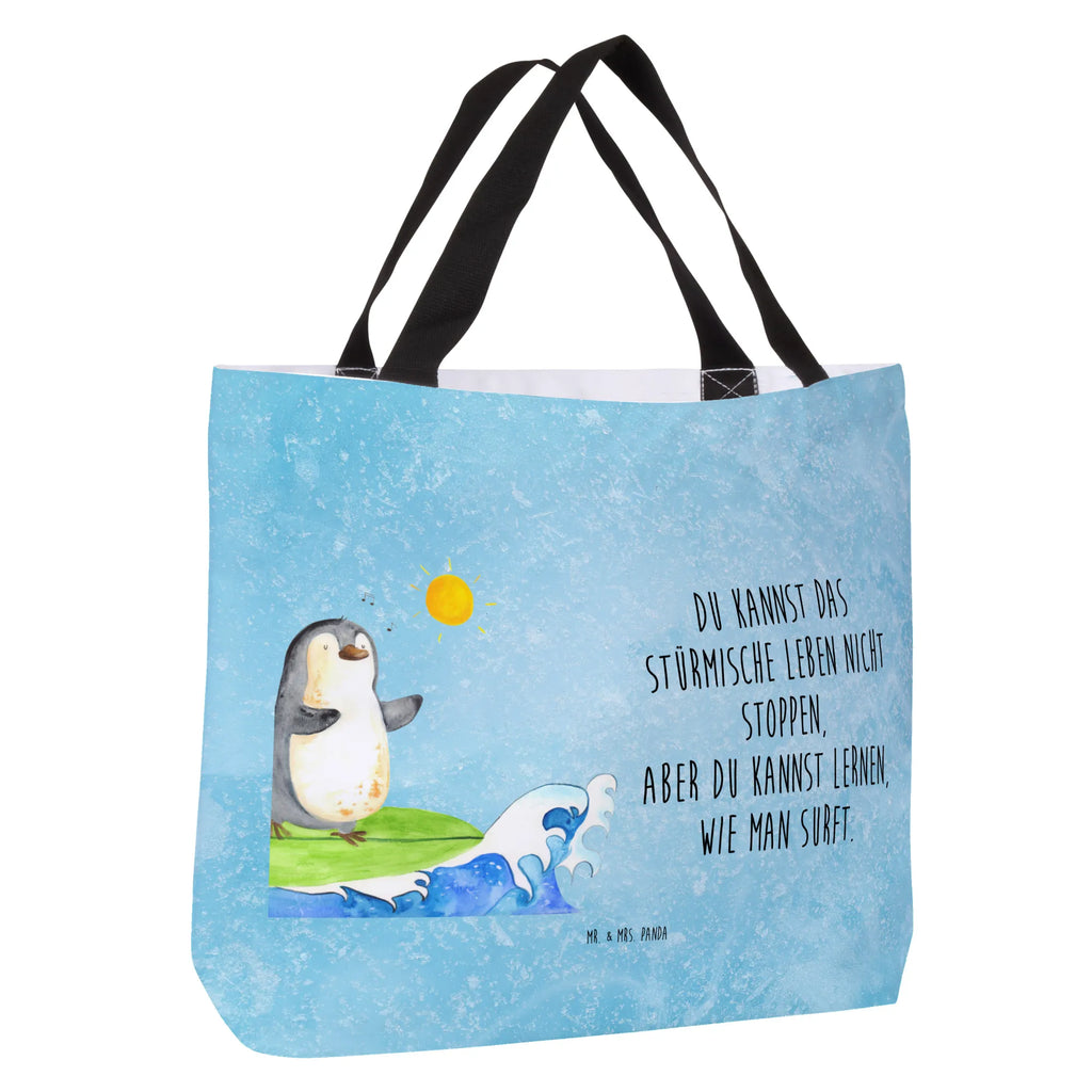 Shopper Pinguin Surfer Beutel, Einkaufstasche, Tasche, Strandtasche, Einkaufsbeutel, Shopper, Schultasche, Freizeittasche, Tragebeutel, Schulbeutel, Alltagstasche, Pinguin, Pinguine, surfen, Surfer, Hawaii, Urlaub, Wellen, Wellen reiten, Portugal