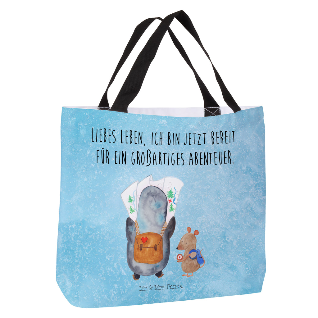 Shopper Pinguin & Maus Wanderer Beutel, Einkaufstasche, Tasche, Strandtasche, Einkaufsbeutel, Shopper, Schultasche, Freizeittasche, Tragebeutel, Schulbeutel, Alltagstasche, Pinguin, Pinguine, Abenteurer, Abenteuer, Roadtrip, Ausflug, Wanderlust, wandern