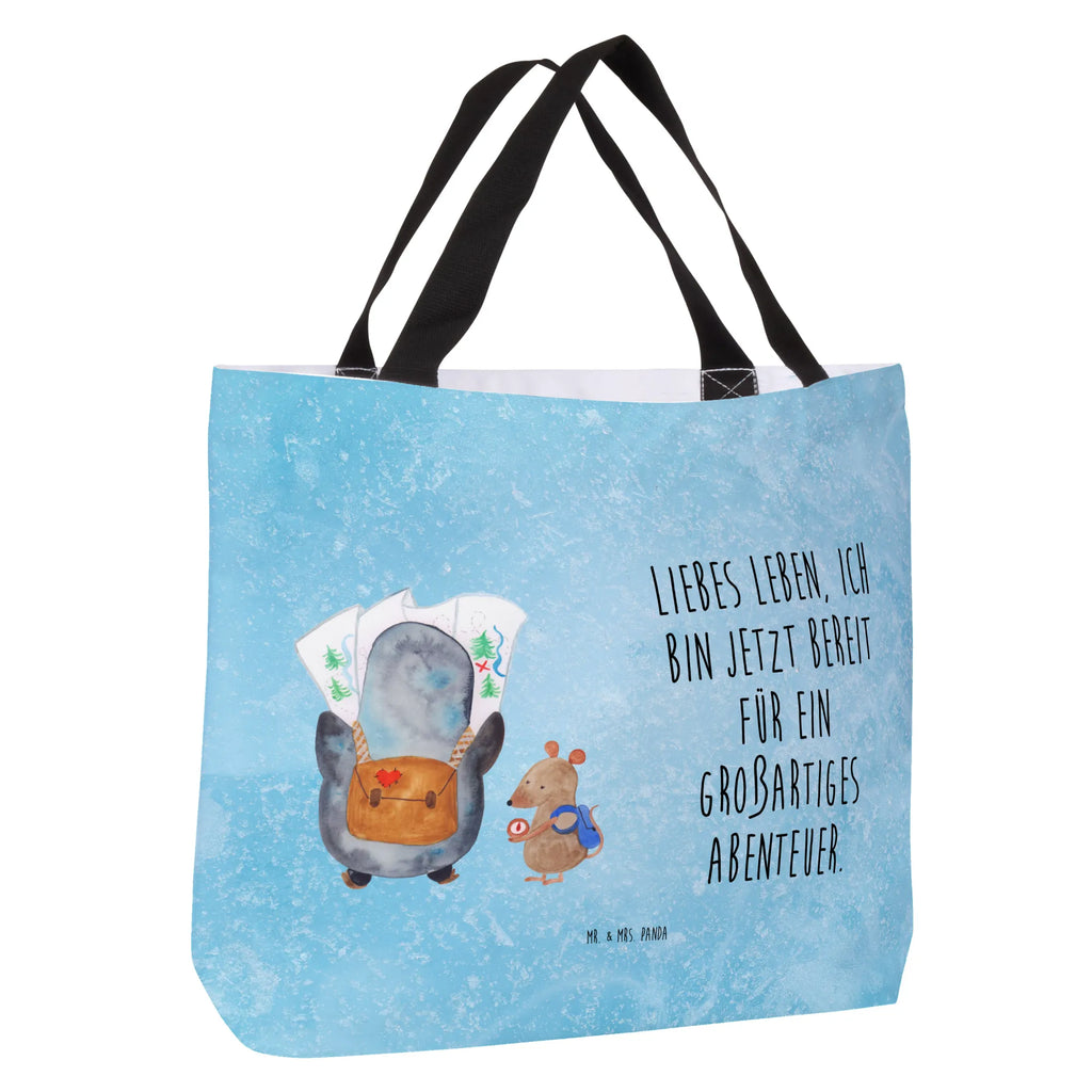 Shopper Pinguin & Maus Wanderer Beutel, Einkaufstasche, Tasche, Strandtasche, Einkaufsbeutel, Shopper, Schultasche, Freizeittasche, Tragebeutel, Schulbeutel, Alltagstasche, Pinguin, Pinguine, Abenteurer, Abenteuer, Roadtrip, Ausflug, Wanderlust, wandern