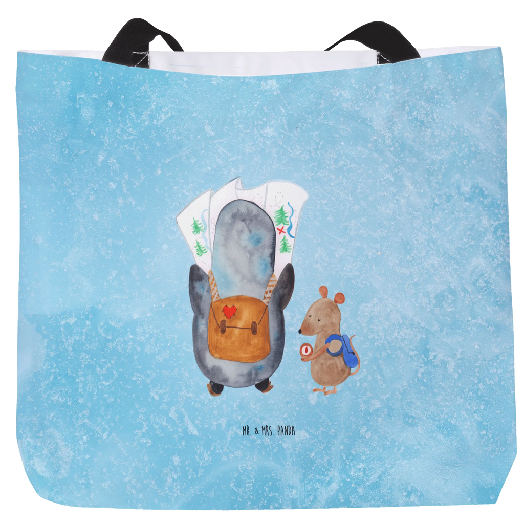 Shopper Pinguin & Maus Wanderer Beutel, Einkaufstasche, Tasche, Strandtasche, Einkaufsbeutel, Shopper, Schultasche, Freizeittasche, Tragebeutel, Schulbeutel, Alltagstasche, Pinguin, Pinguine, Abenteurer, Abenteuer, Roadtrip, Ausflug, Wanderlust, wandern