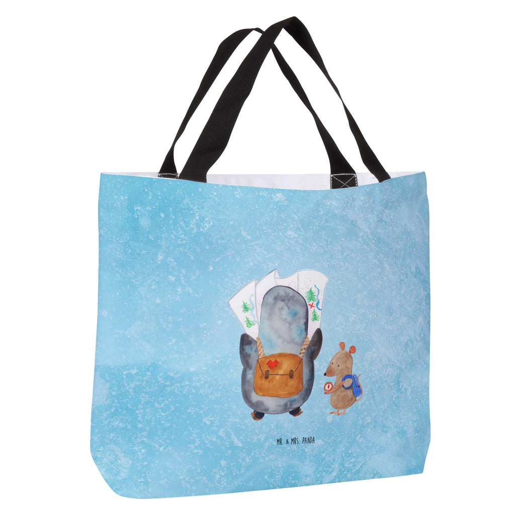 Shopper Pinguin & Maus Wanderer Beutel, Einkaufstasche, Tasche, Strandtasche, Einkaufsbeutel, Shopper, Schultasche, Freizeittasche, Tragebeutel, Schulbeutel, Alltagstasche, Pinguin, Pinguine, Abenteurer, Abenteuer, Roadtrip, Ausflug, Wanderlust, wandern