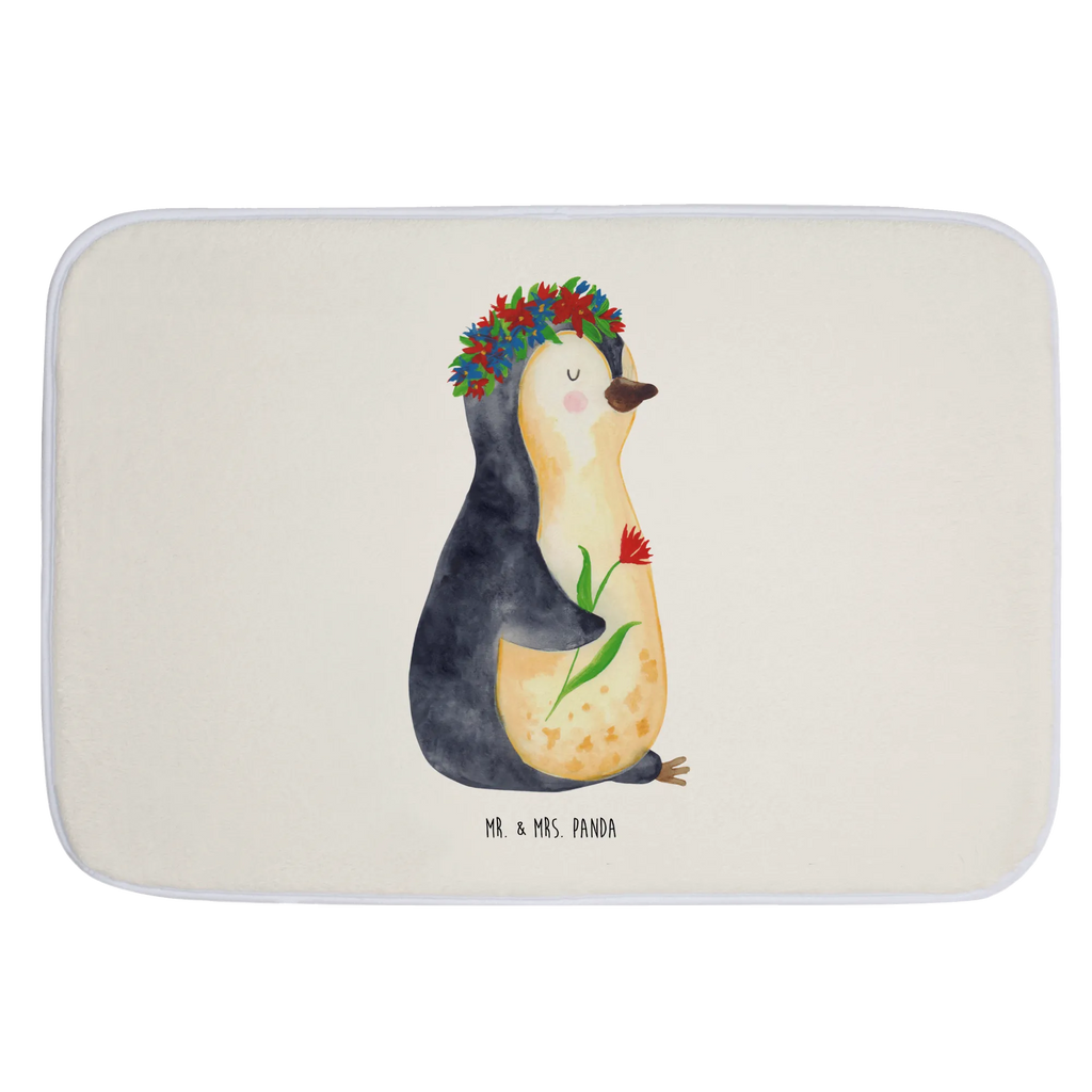 Badvorleger Pinguin Blumen Badematte, Badteppich, Duschvorleger, Badezimmerteppich, Badezimmermatte, Badvorleger, Duschmatte, Duschteppich, Badteppiche, Badgarnitur, Badematten, Teppich Badezimmer, Badezimmermatten, Pinguin, Pinguine, Blumenkranz, Universum, Leben, Wünsche, Ziele, Lebensziele, Motivation, Lebenslust, Liebeskummer, Geschenkidee