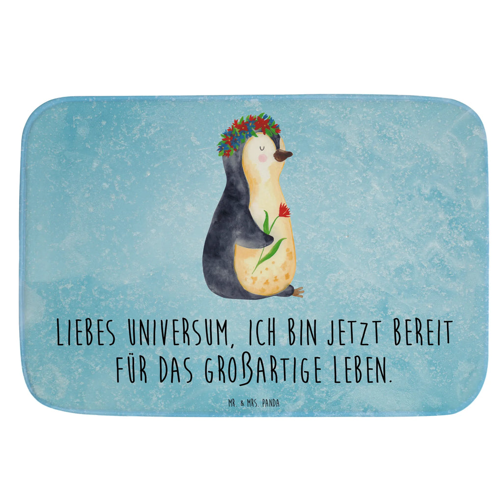 Badvorleger Pinguin Blumen Badematte, Badteppich, Duschvorleger, Badezimmerteppich, Badezimmermatte, Badvorleger, Duschmatte, Duschteppich, Badteppiche, Badgarnitur, Badematten, Teppich Badezimmer, Badezimmermatten, Pinguin, Pinguine, Blumenkranz, Universum, Leben, Wünsche, Ziele, Lebensziele, Motivation, Lebenslust, Liebeskummer, Geschenkidee