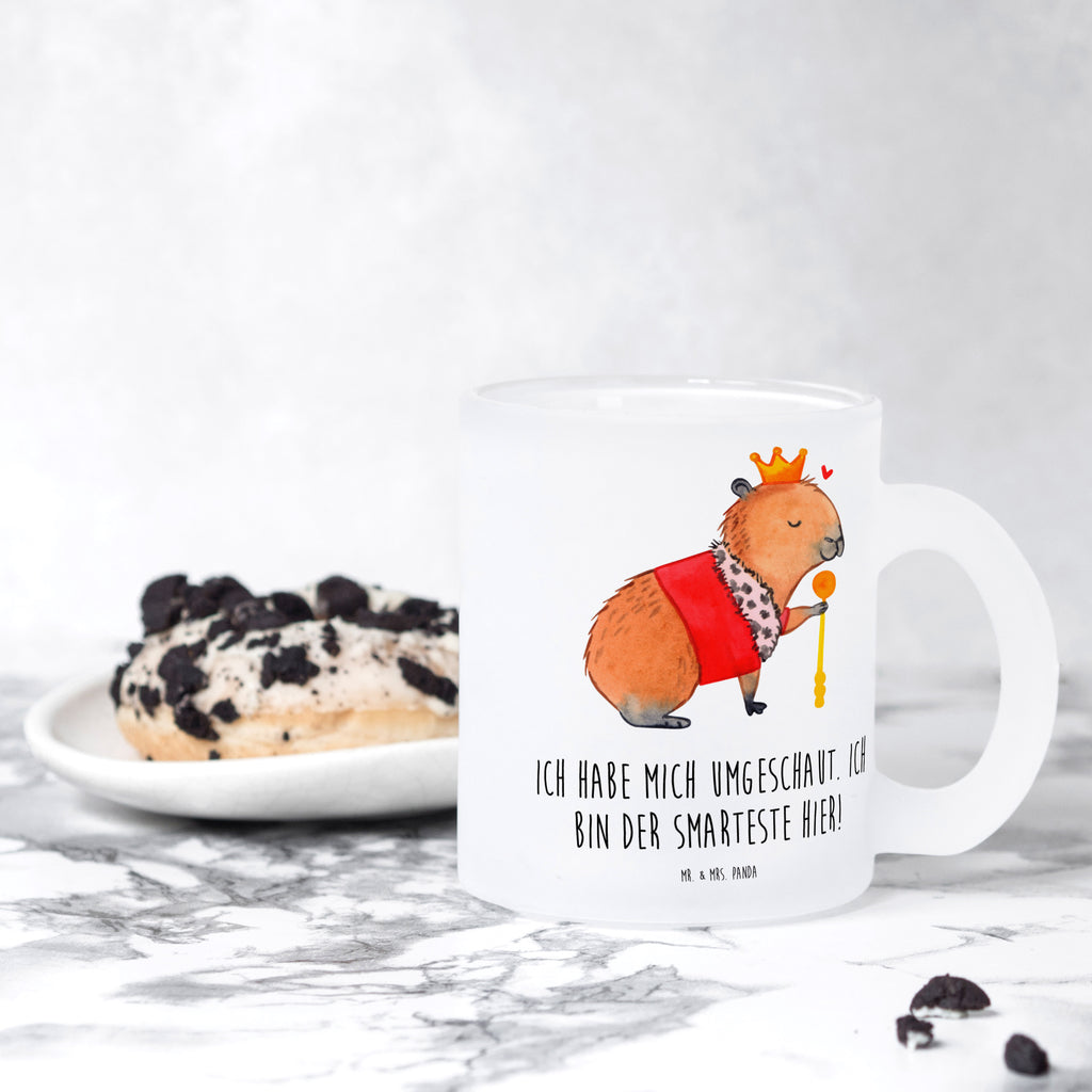 Teetasse Capybara König Teetasse, Teeglas, Teebecher, Tasse mit Henkel, Tasse, Glas Teetasse, Teetasse aus Glas, Tiermotive, Gute Laune, lustige Sprüche, Tiere, Capybara, König