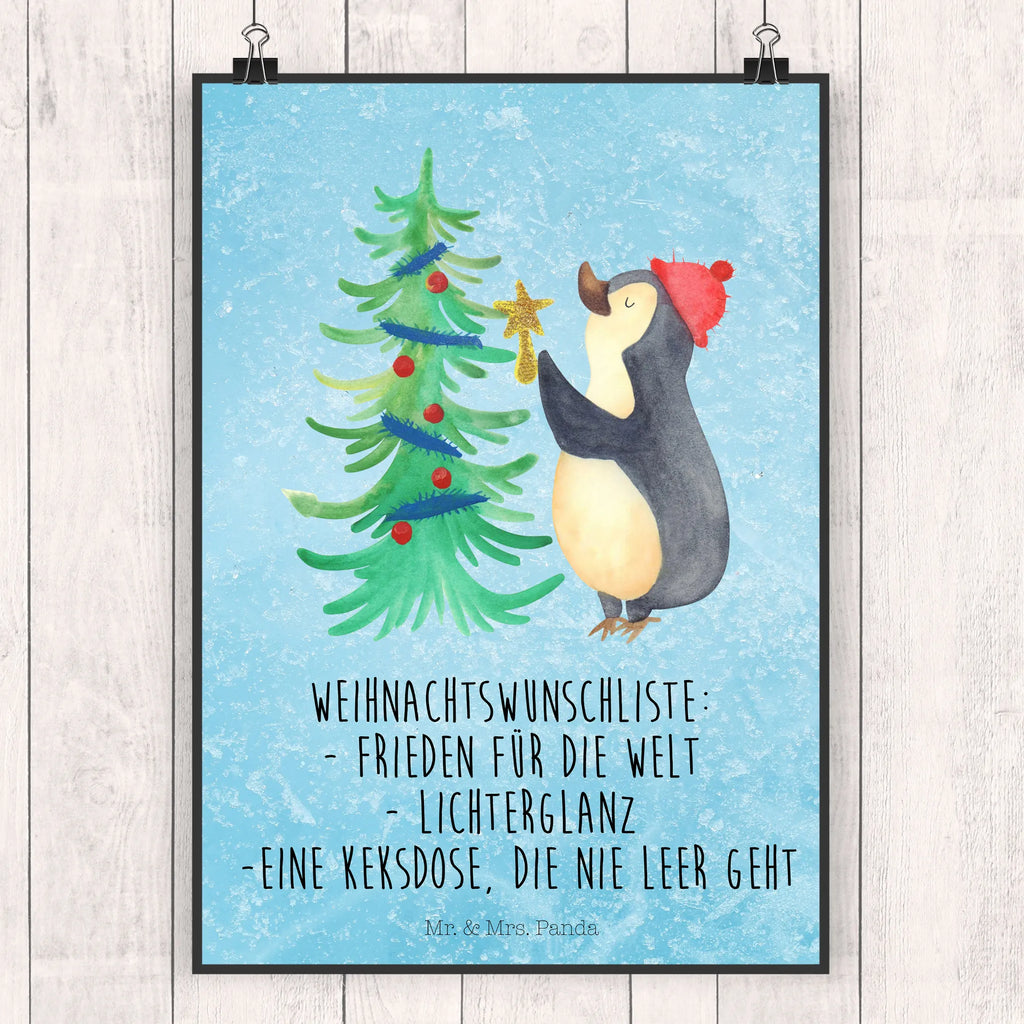 Poster Pinguin Weihnachtsbaum Poster, Wandposter, Bild, Wanddeko, Küchenposter, Kinderposter, Wanddeko Bild, Raumdekoration, Wanddekoration, Handgemaltes Poster, Mr. & Mrs. Panda Poster, Designposter, Kunstdruck, Posterdruck, Winter, Weihnachten, Weihnachtsdeko, Nikolaus, Advent, Heiligabend, Wintermotiv, Pinguin