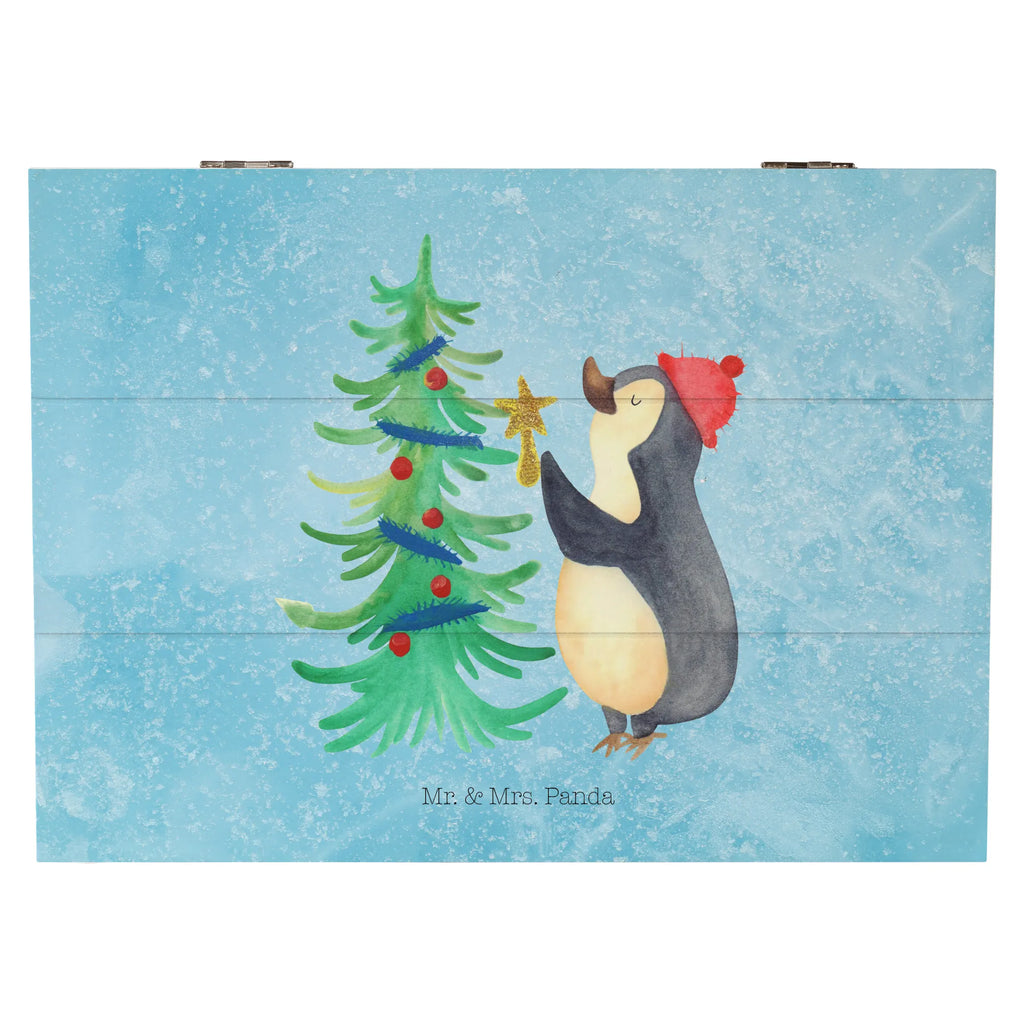 Holzkiste Pinguin Weihnachtsbaum Holzkiste, Kiste, Schatzkiste, Truhe, Schatulle, XXL, Erinnerungsbox, Erinnerungskiste, Dekokiste, Aufbewahrungsbox, Geschenkbox, Geschenkdose, Winter, Weihnachten, Weihnachtsdeko, Nikolaus, Advent, Heiligabend, Wintermotiv, Pinguin